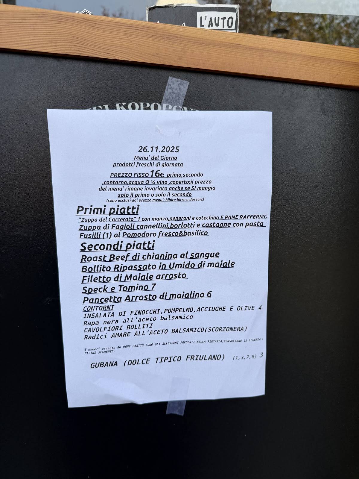 Menu di Trattoria da Tomaso 