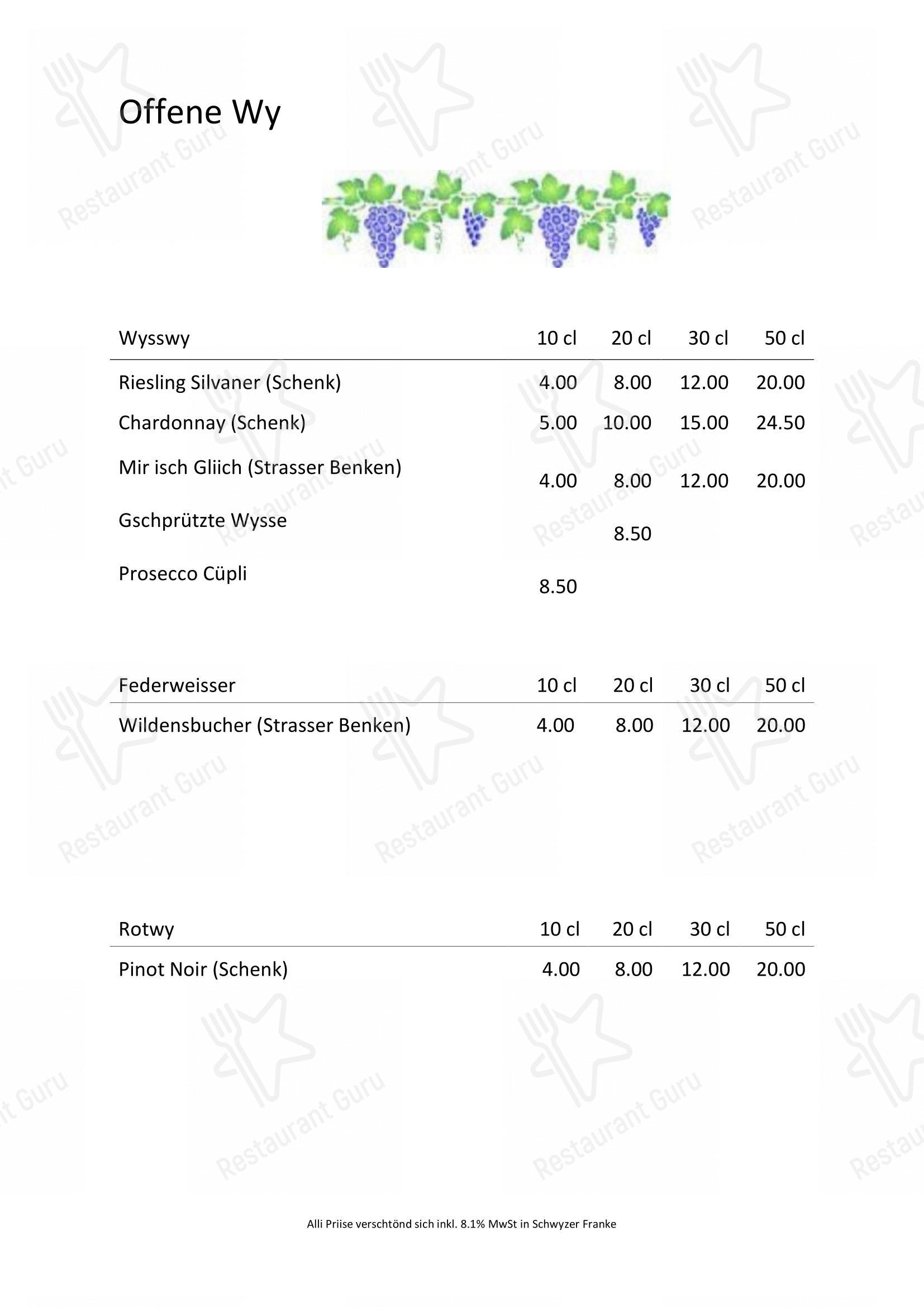 菜单 per Traube ristorante