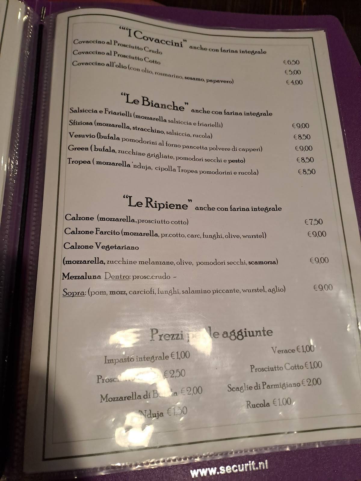 Menu di Ristorante di Travalle 