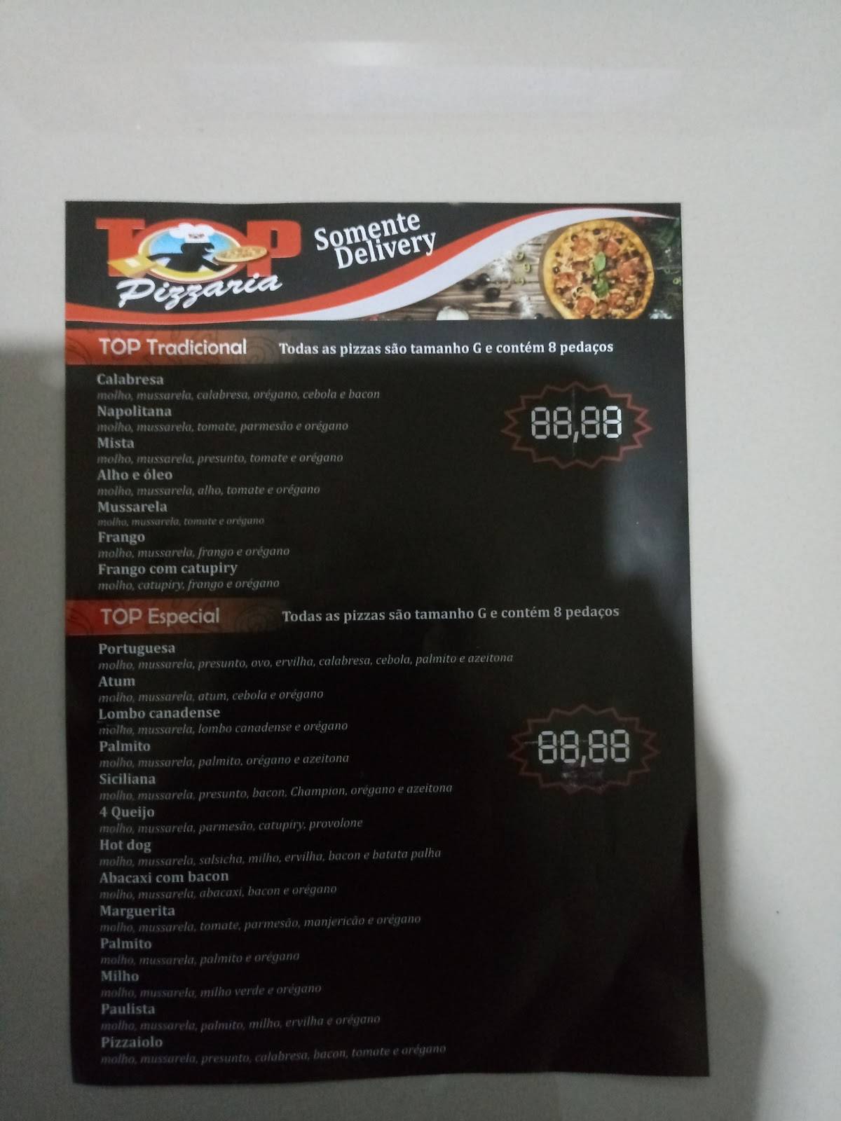 Top Lanches & Pizzaria Três Rios cardápio