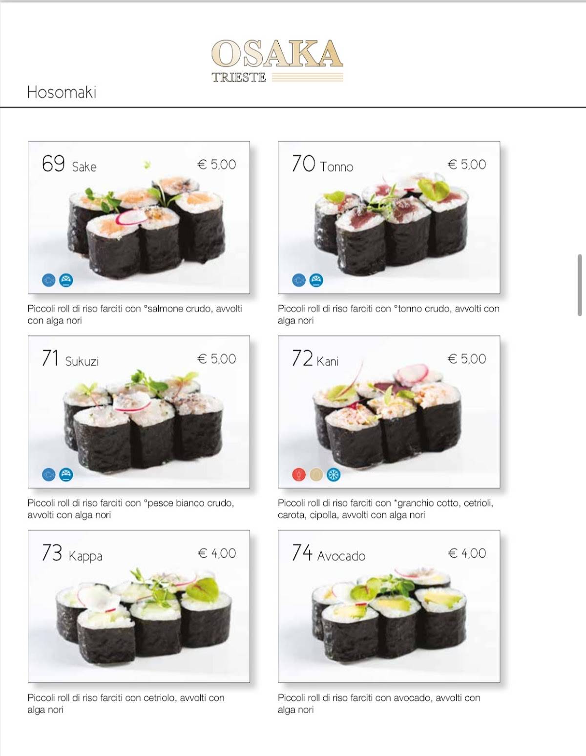 Menu di OSAKA 