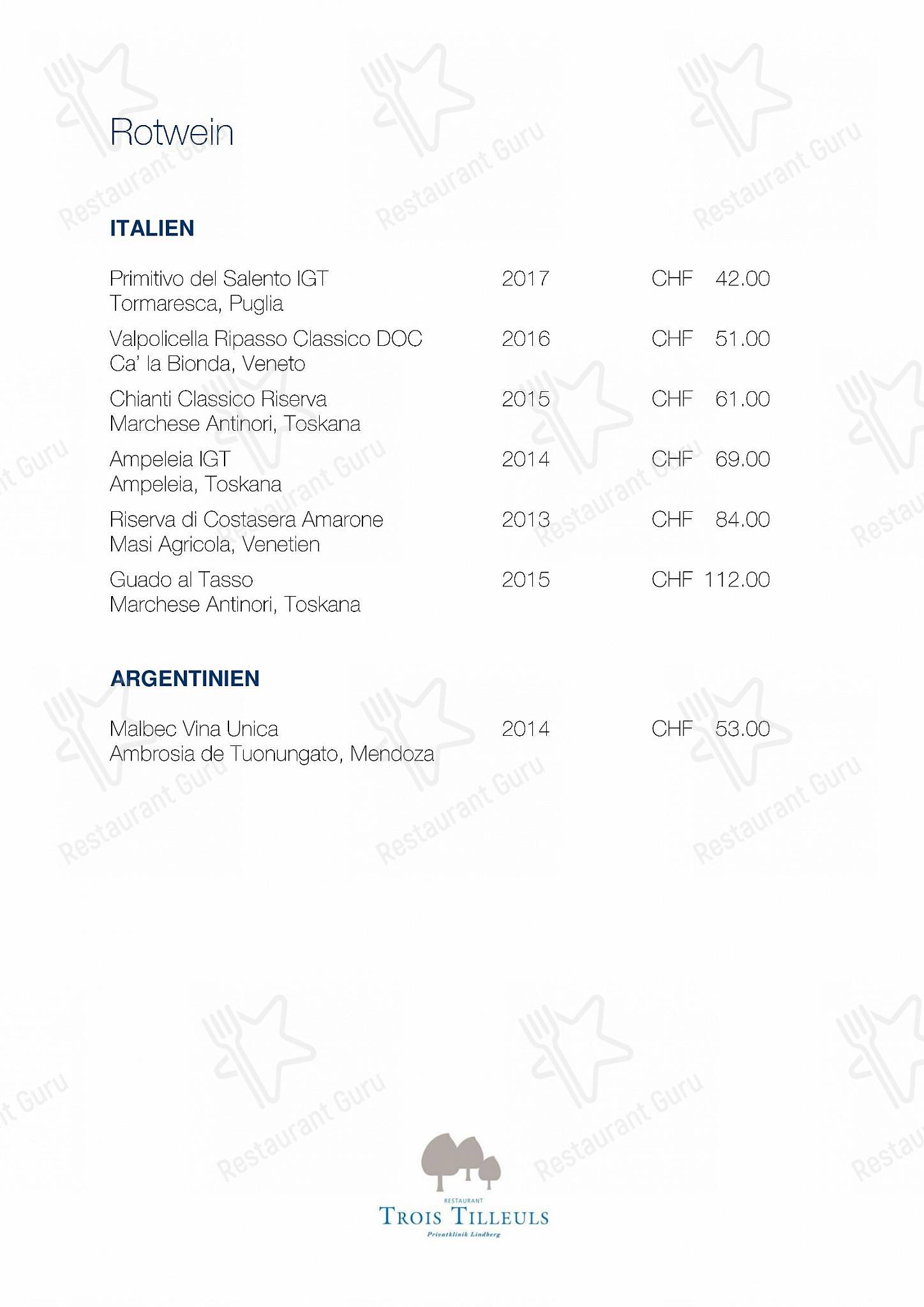 Menu per Trois Tilleuls in Winterthur