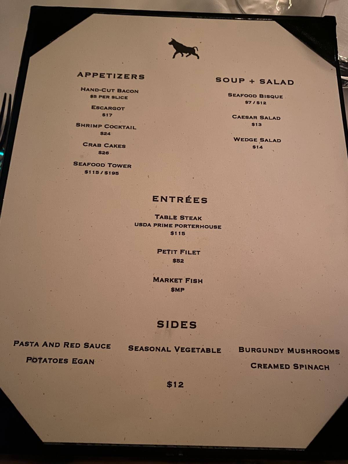 Menu at Bull In The Alley pub & bar, Tulsa