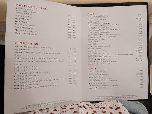 Tung Fong Restaurant menu