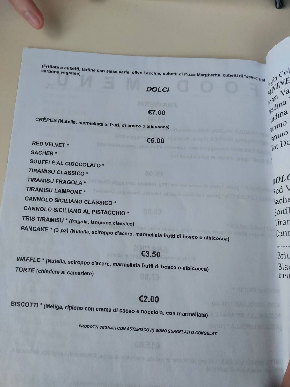 Menu di Caffè del Parco 