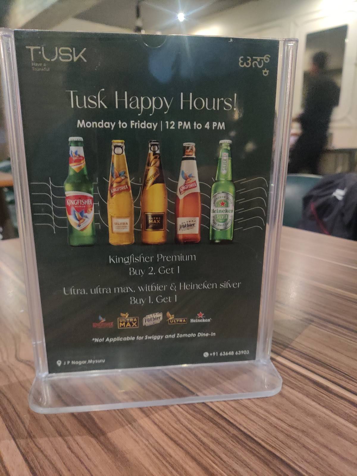 Tusk Restobar menu
