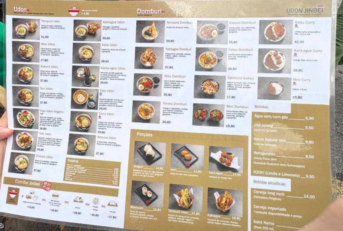 Udon Jinbei cardápio