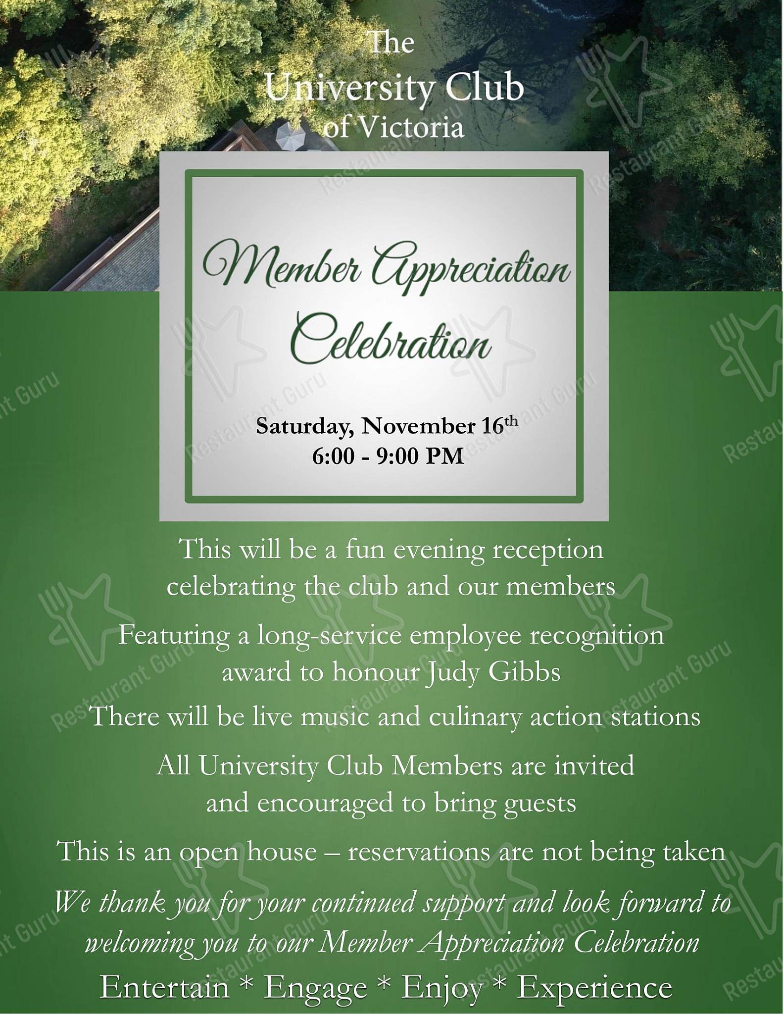 University Club of Victoria dans Victoria - Table Menu
