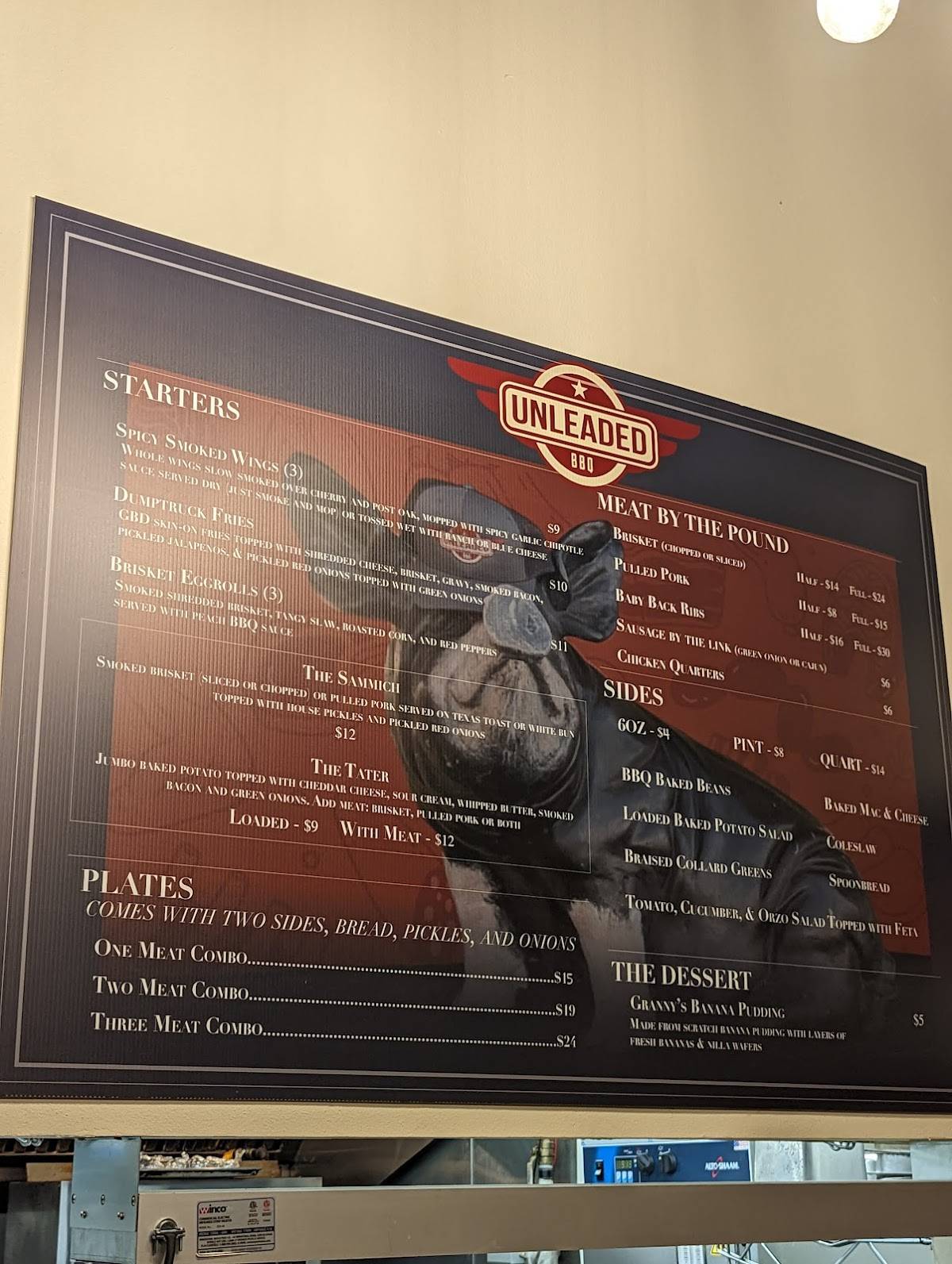 Menu at Unleaded BBQ, Baton Rouge