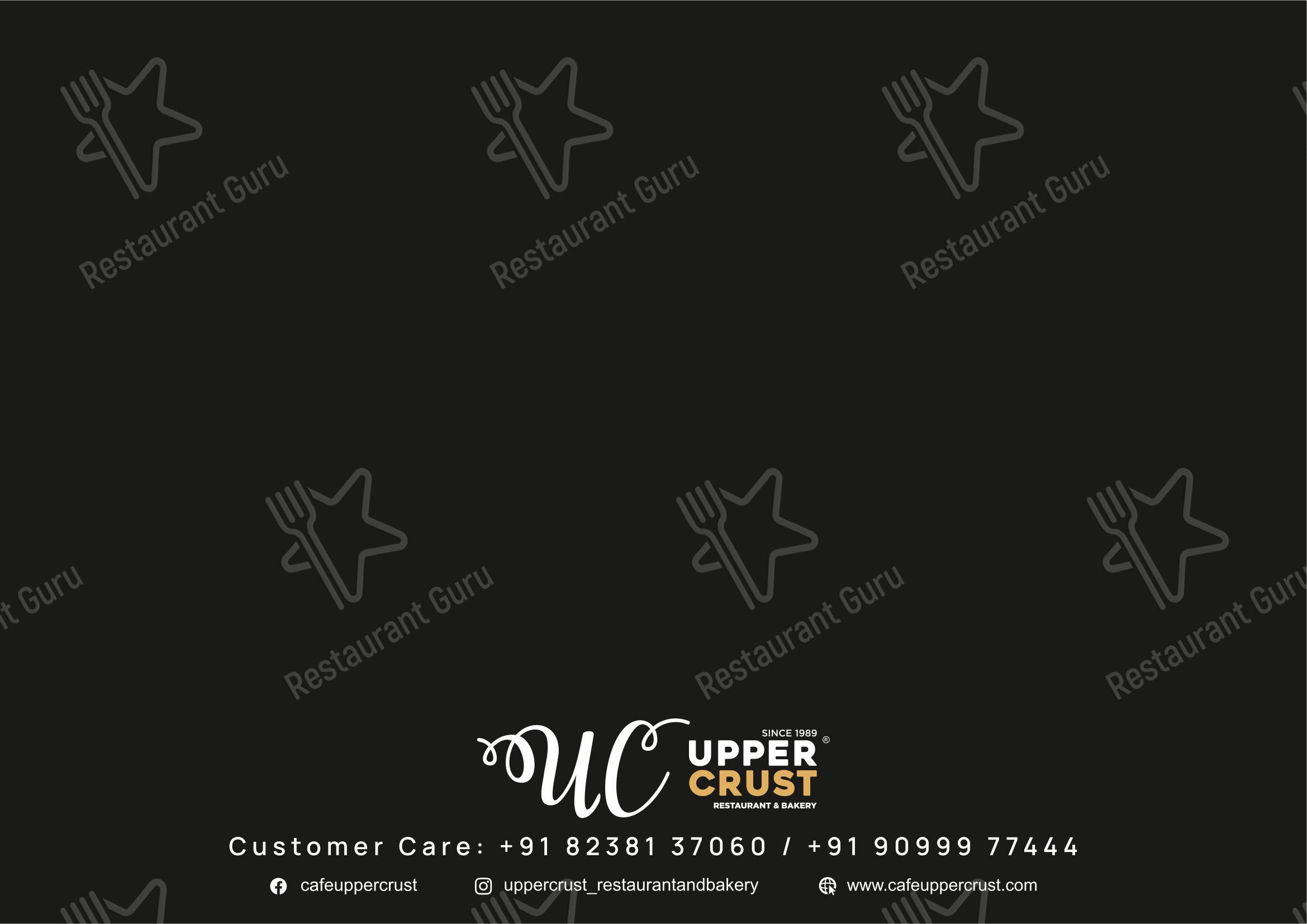 Menu for the Upper Crust restaurant