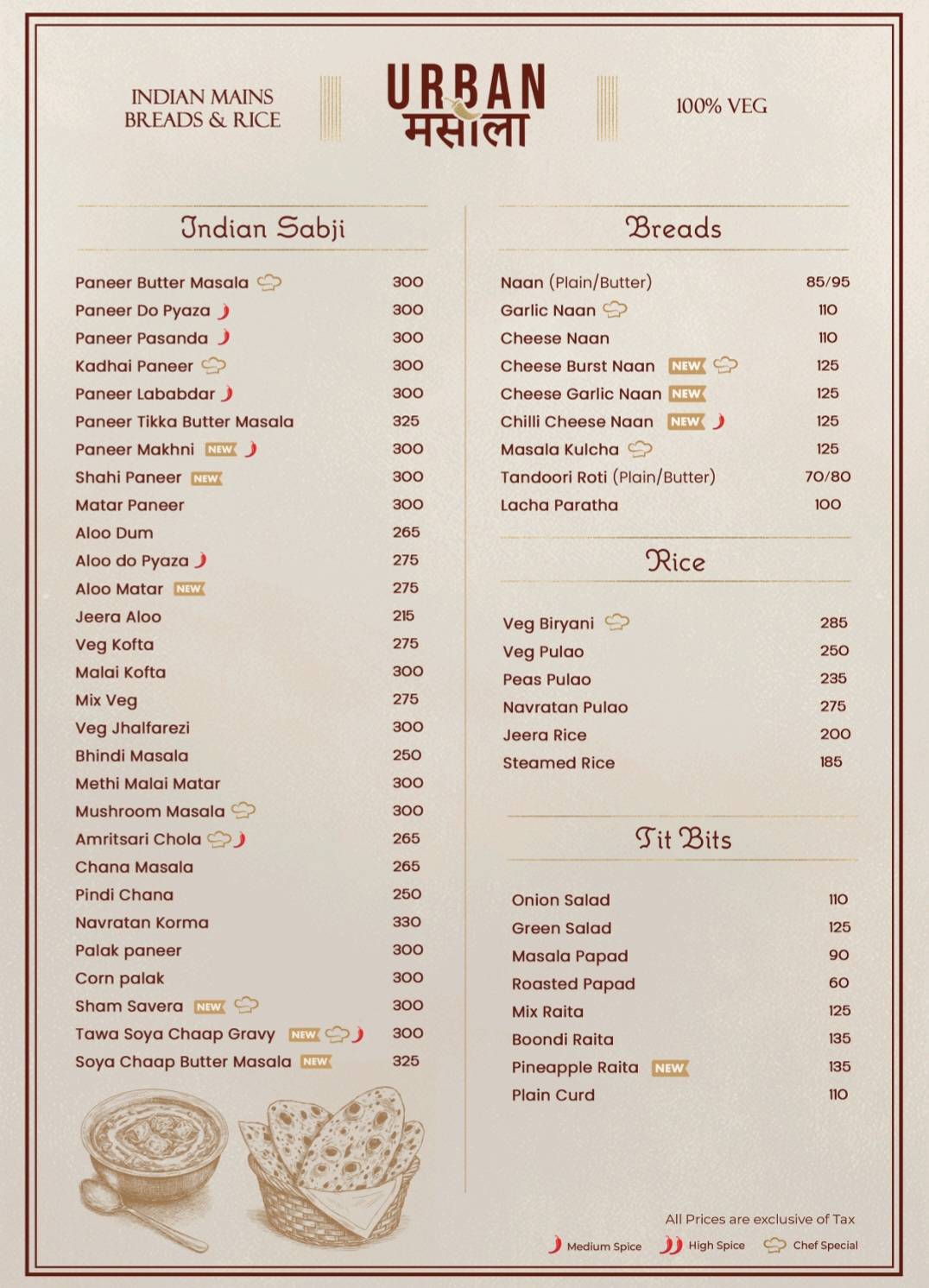 Urban Masala menu