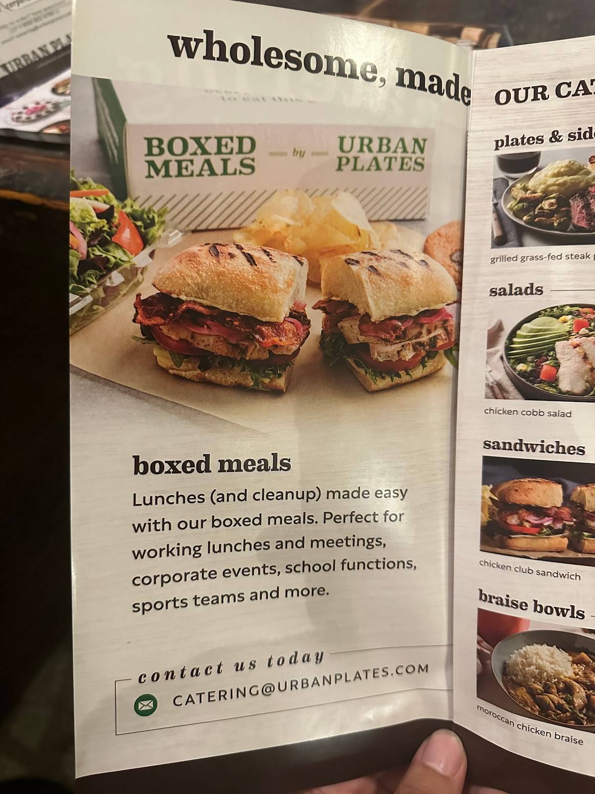 Menu at Urban Plates restaurant, Brea