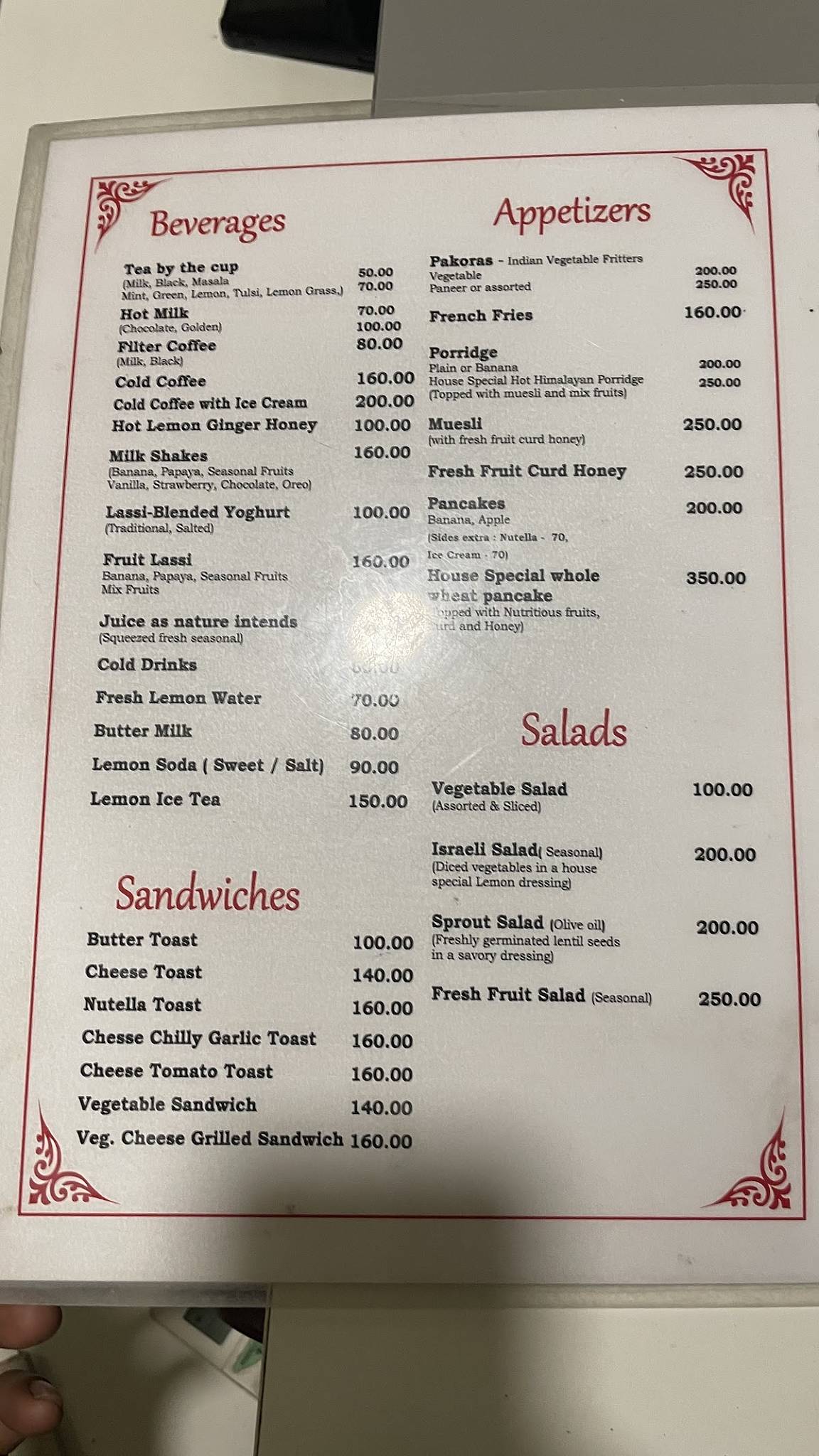 Uttar Dakshin menu