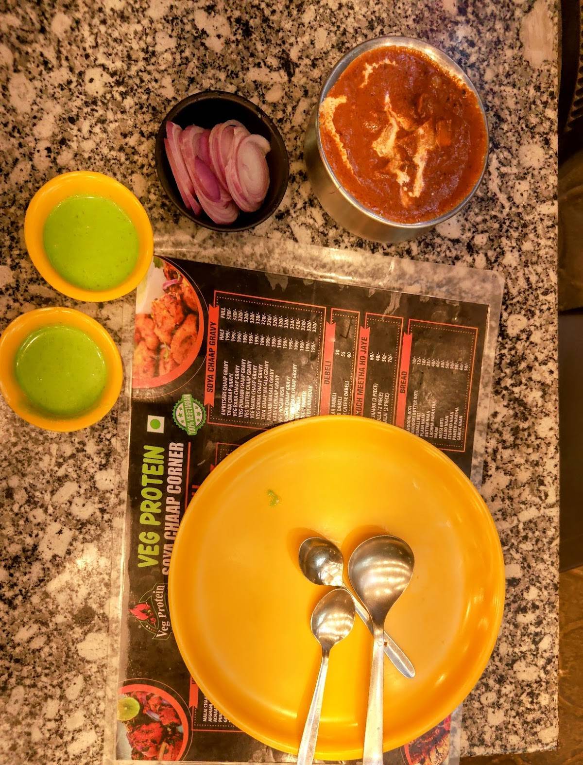 VEG PROTEIN SOYA CHAAP CORNER menu