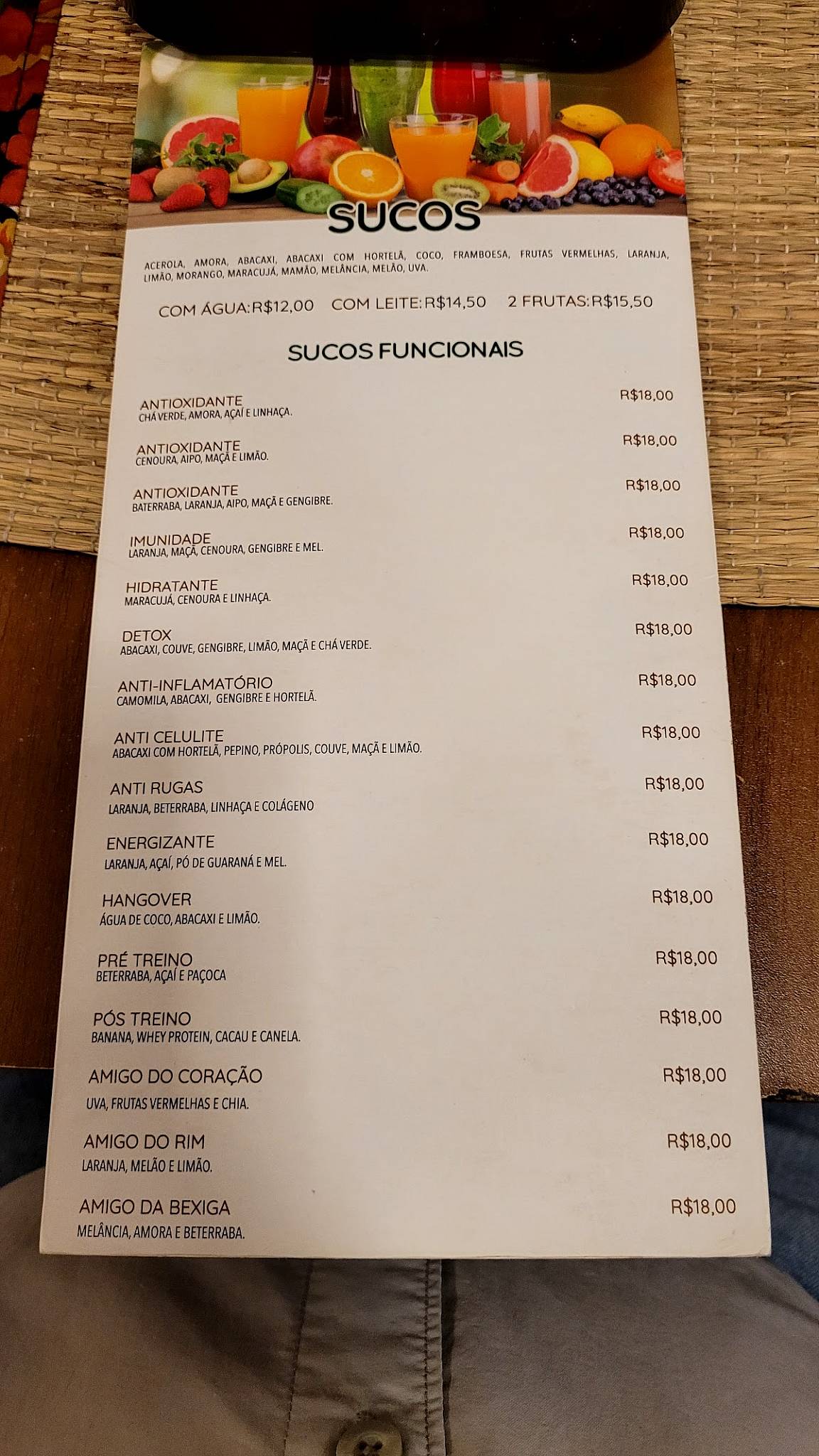 Café Natura cardápio