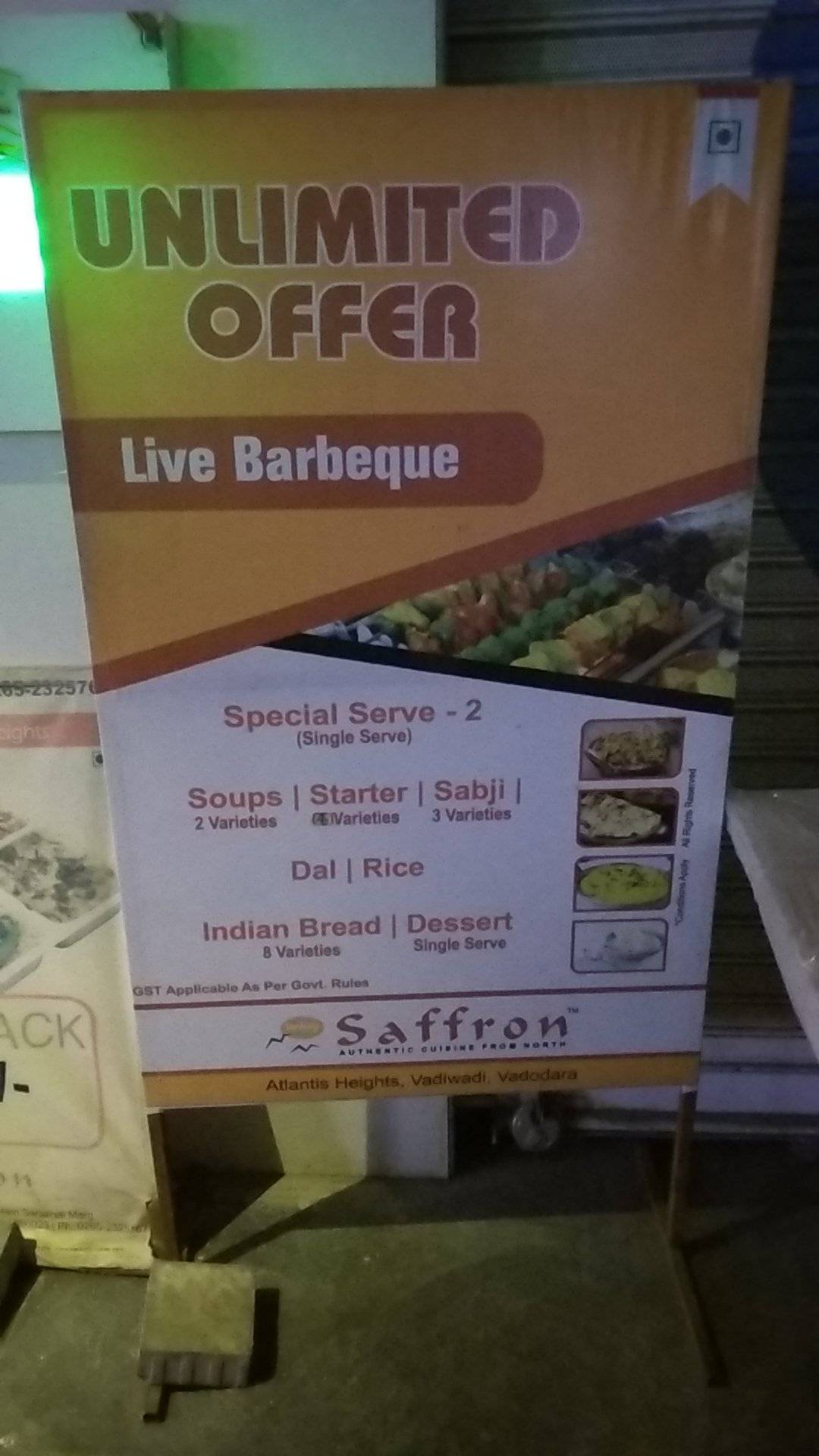 Menu at Saffron Restaurant, Vadodara, 02