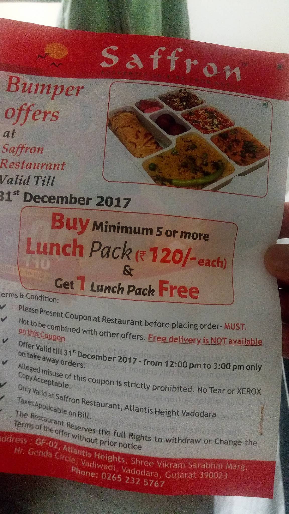 Menu at Saffron Restaurant, Vadodara, 02