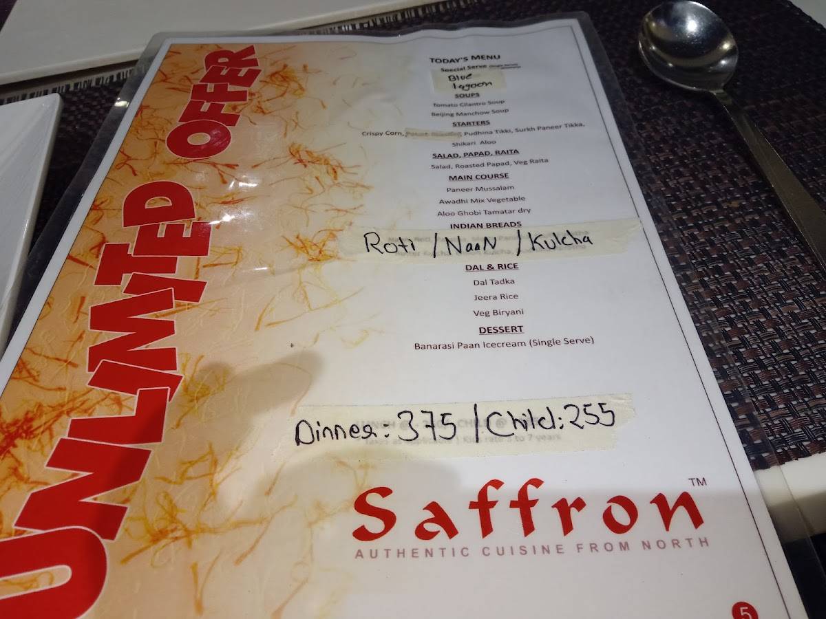 Menu at Saffron Restaurant, Vadodara, 02