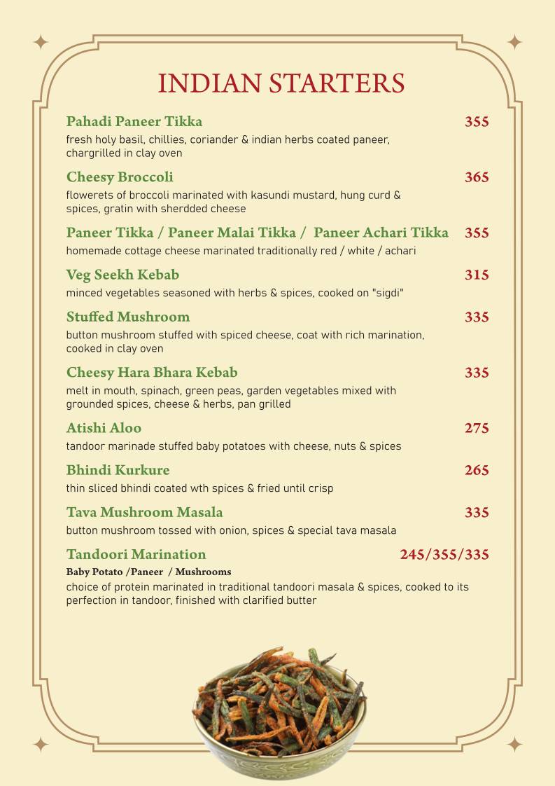 Farmhouse Garden Restaurant / Residency menu