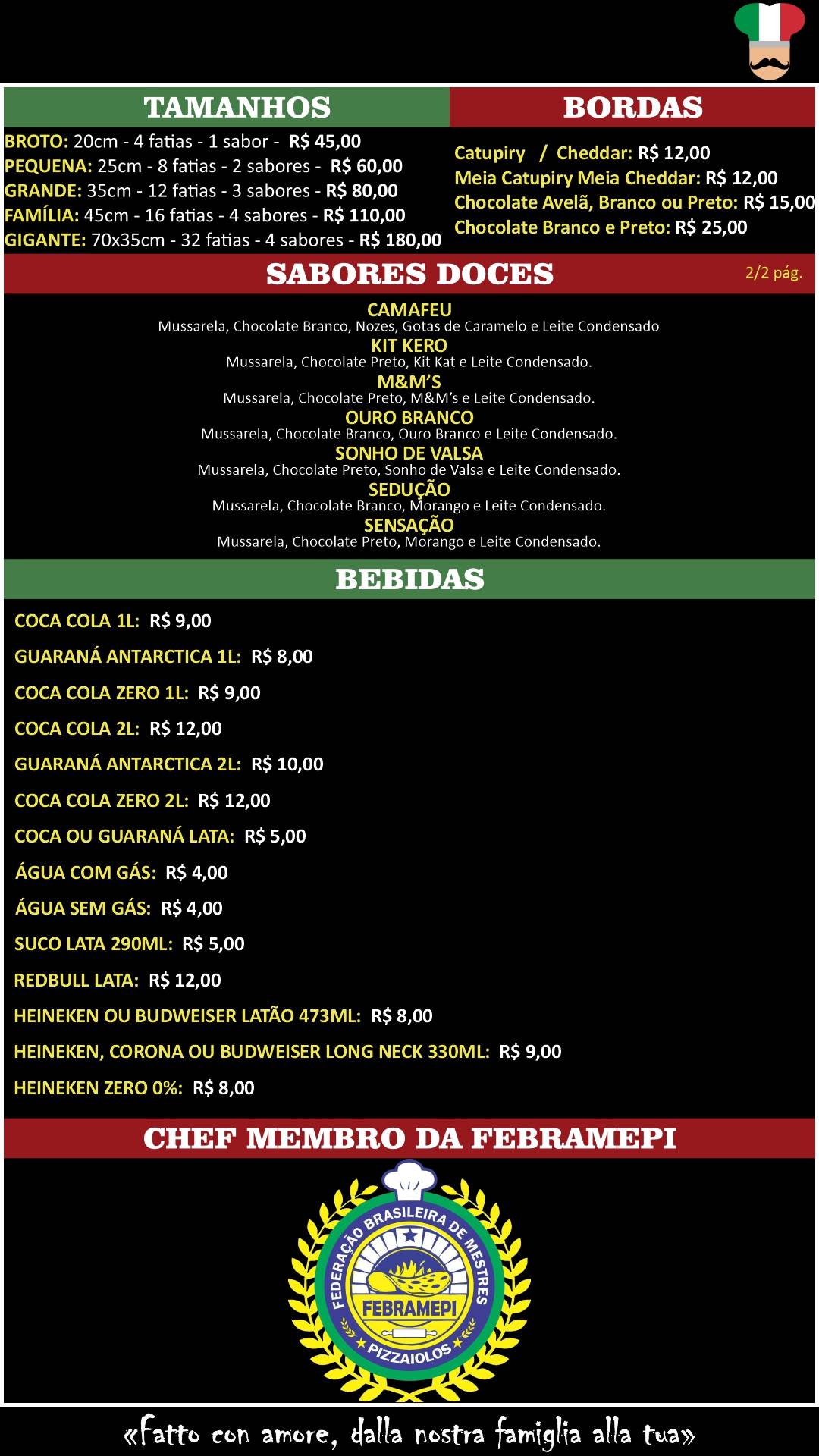 Vêneto Pizza Delivery PF cardápio