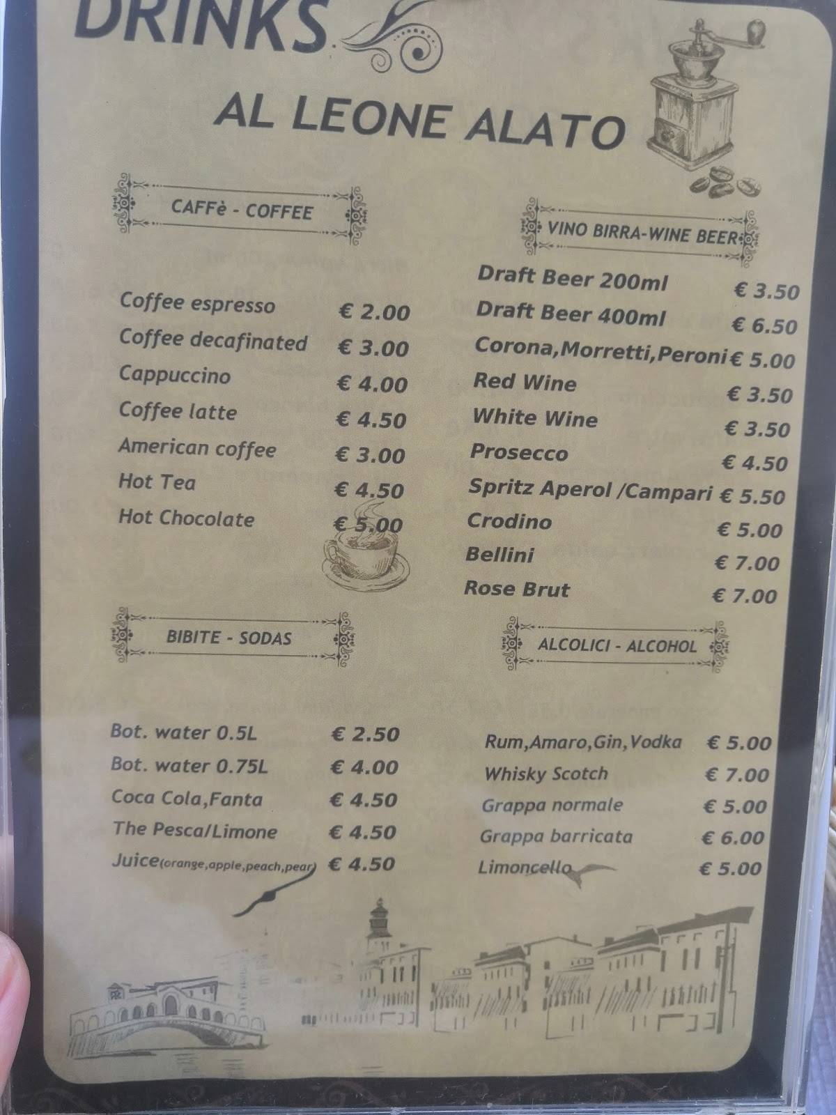 Menu di Osteria Leone Alato 