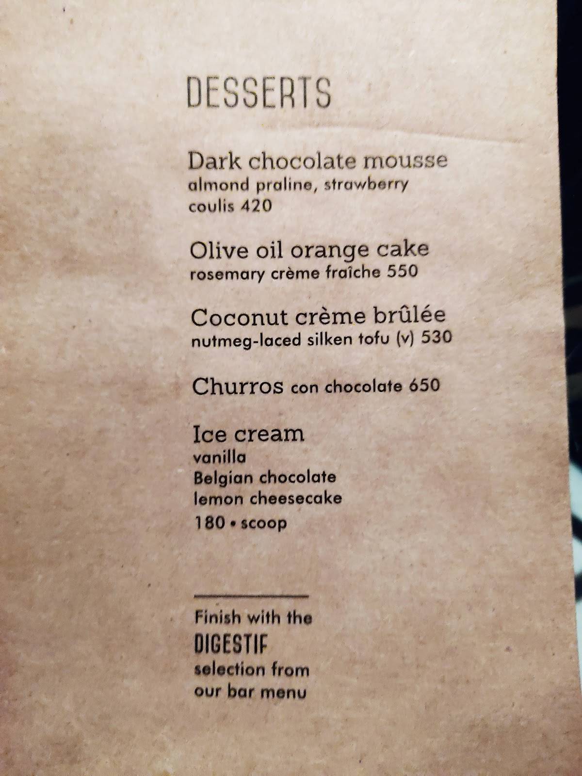 Verandah menu