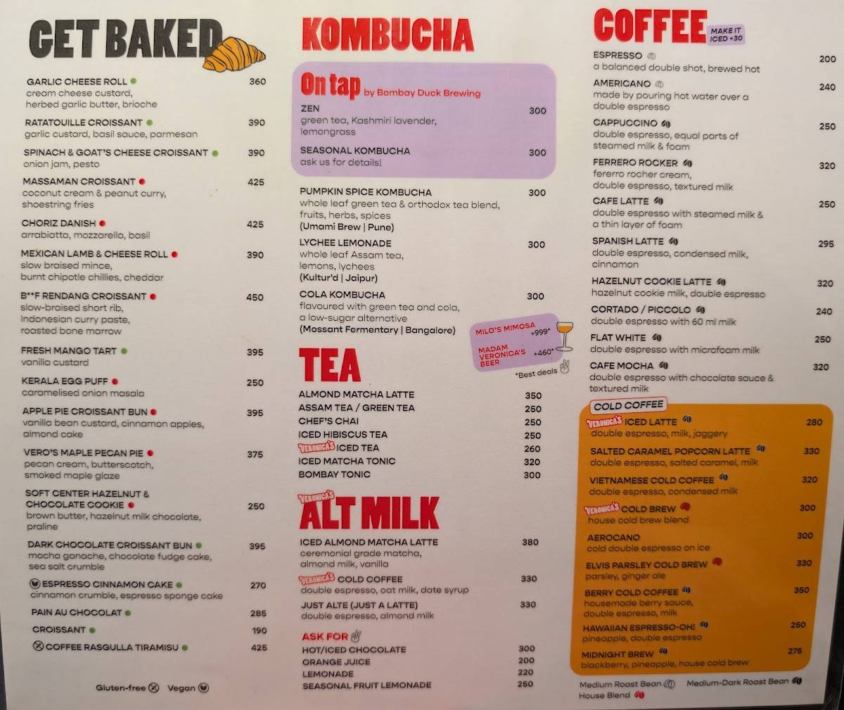 Veronica's menu