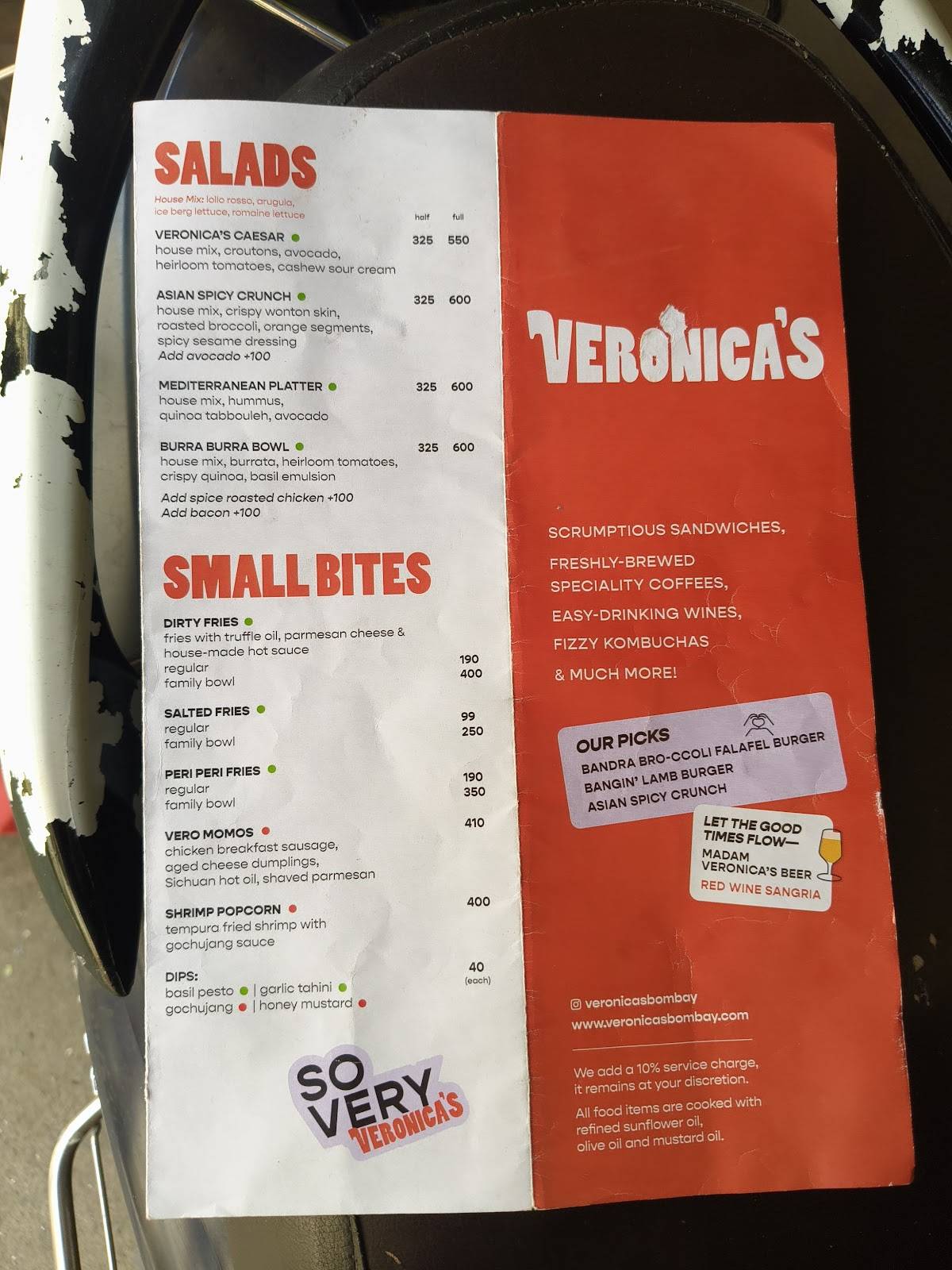Veronica's menu