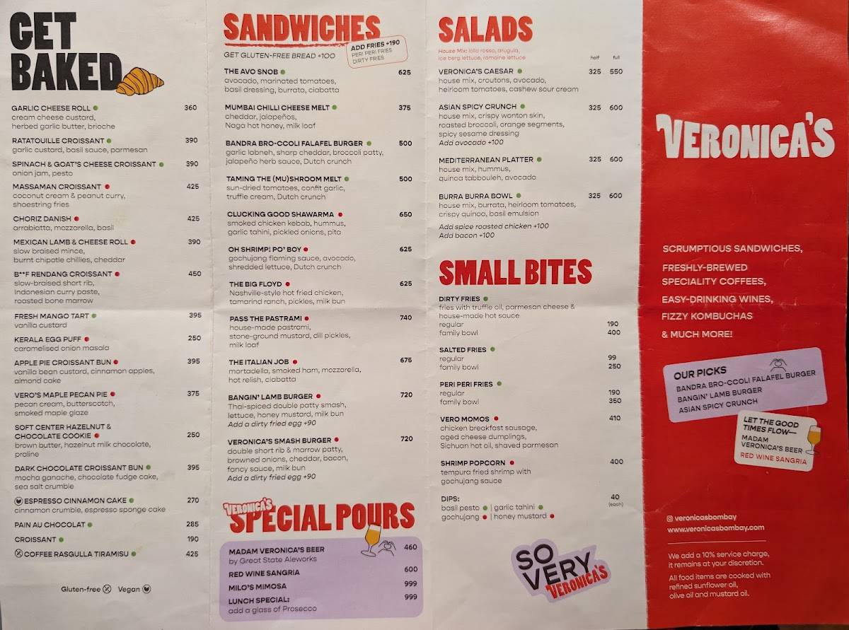 Veronica's menu