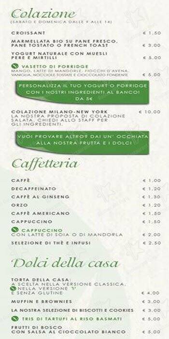 Menu di Versoverde Bistrot 