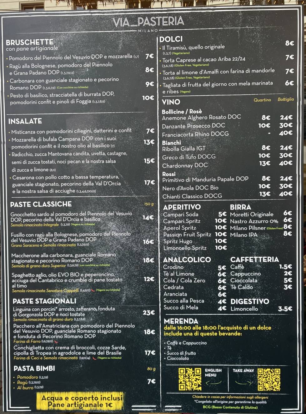Menu di Via Pasteria 