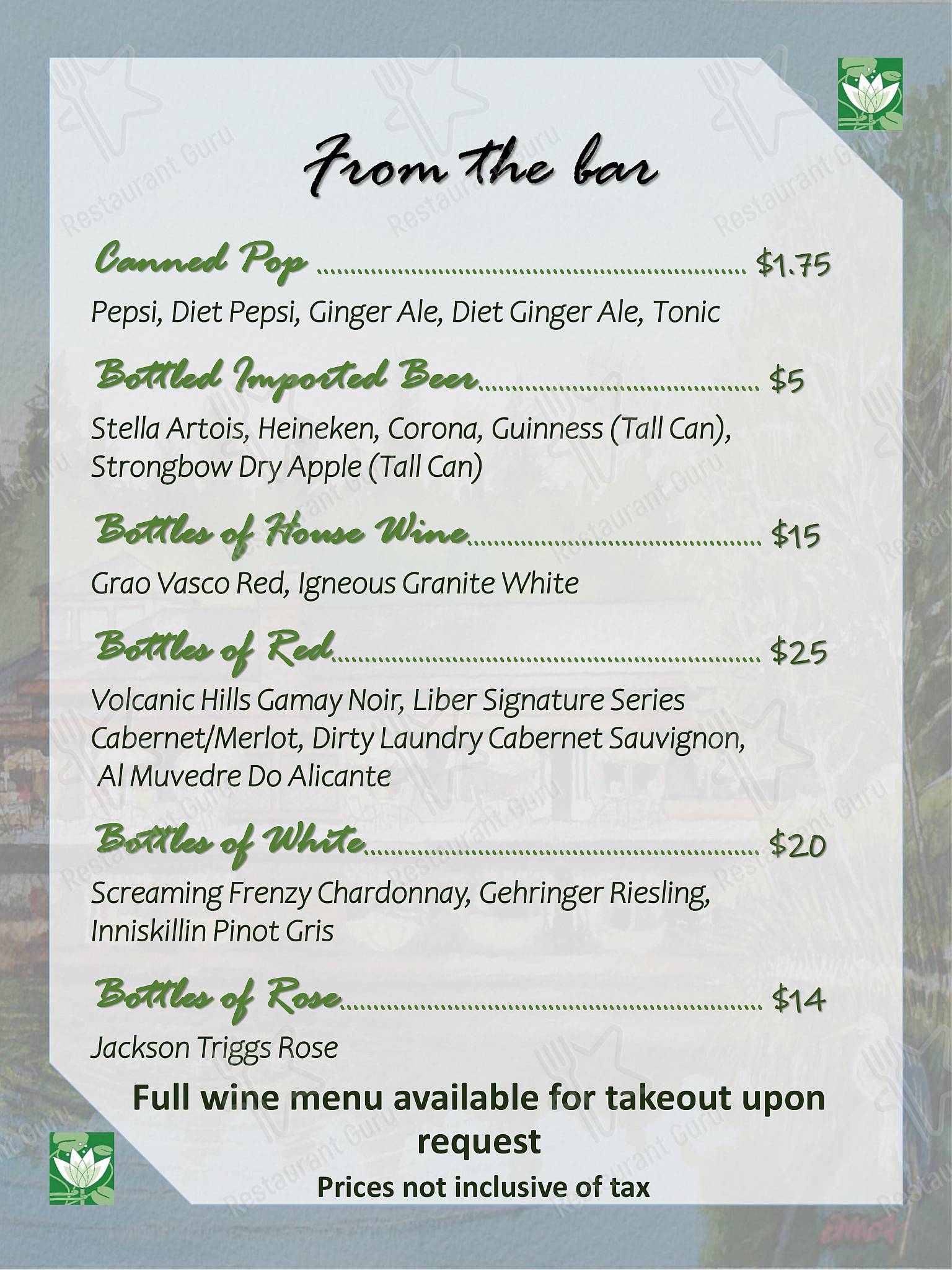University Club of Victoria dans Victoria - Table Menu