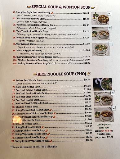 Menu de Viet Garden