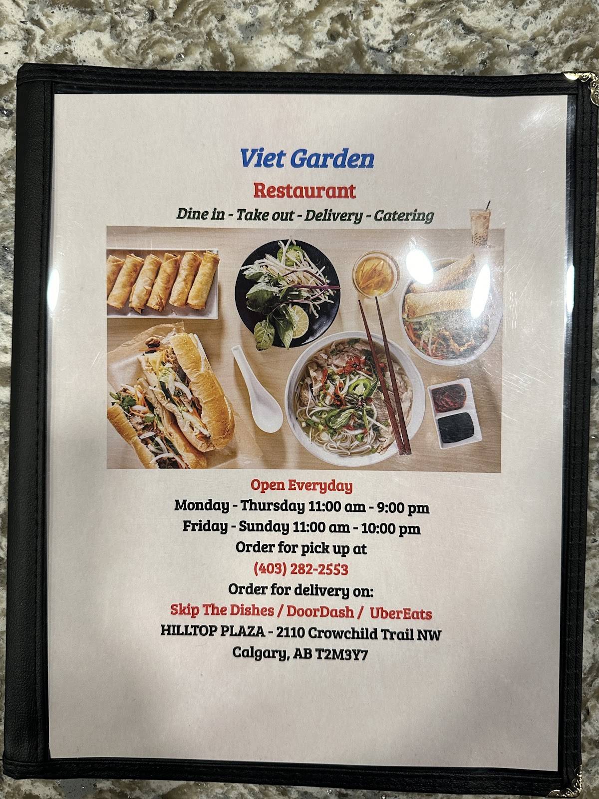 Menu de Viet Garden