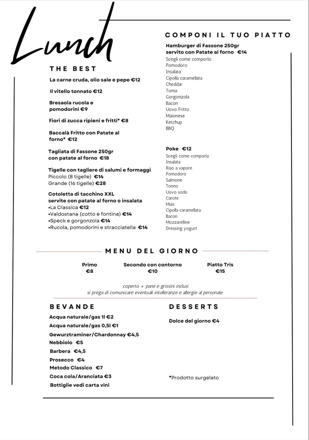 Menu di Vineria Barbot 