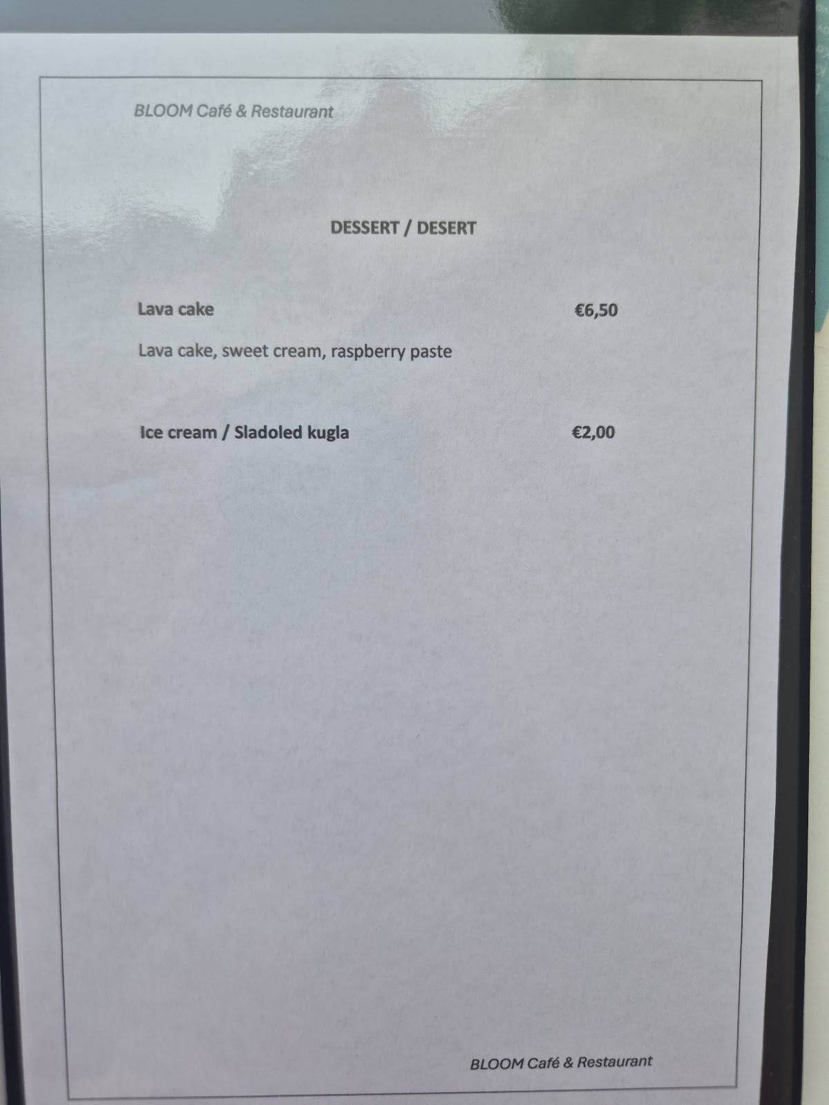 Menu de Bloom Restaurant & Breakfast buffe