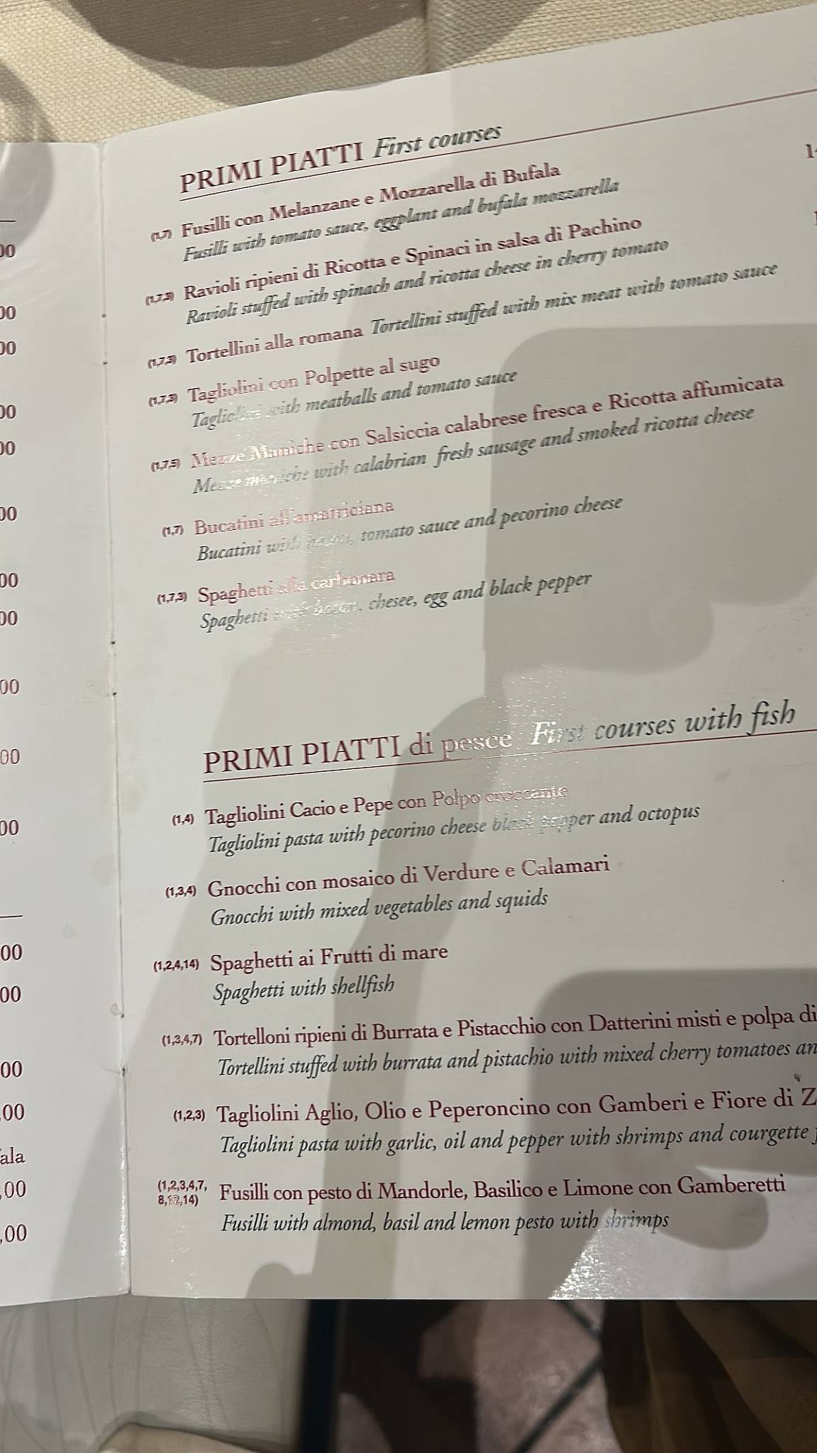Menu di Ristorante Vladimiro 