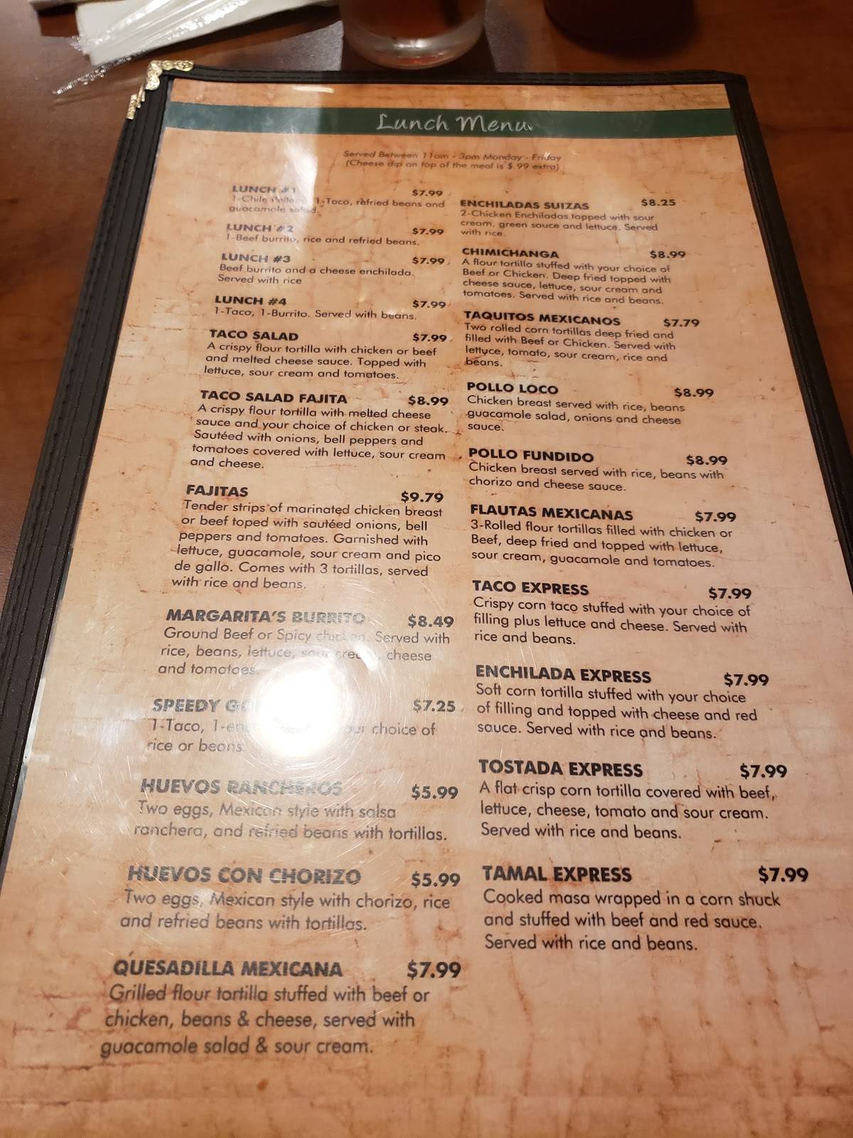Menu at Acapulco Mexican Grill restaurant, Wahoo