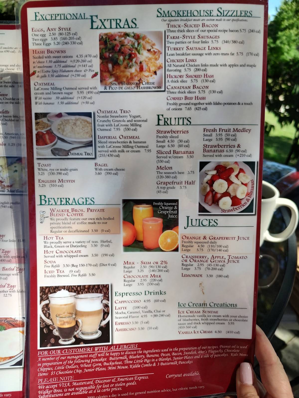 Menu at Walker Bros. Original Pancake House restaurant, Lincolnshire