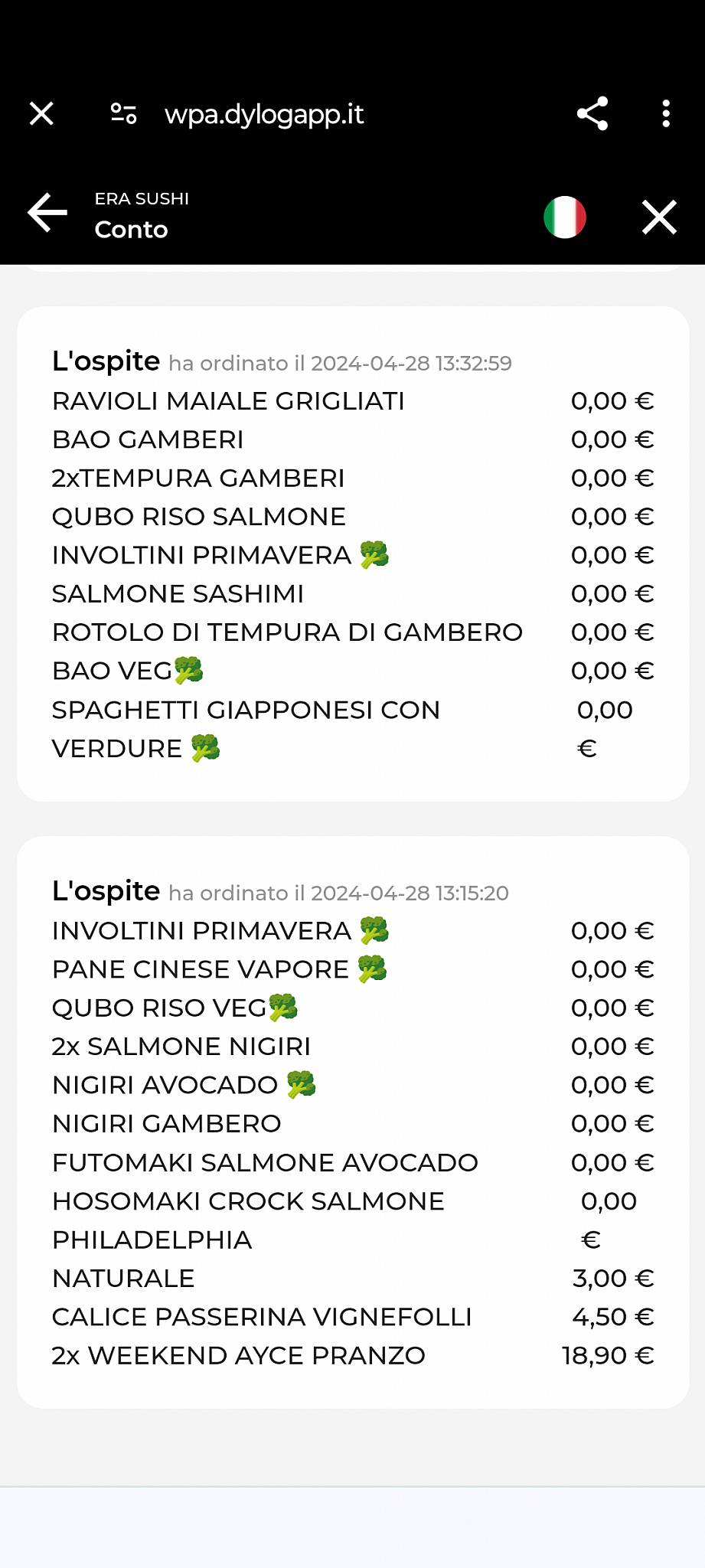 Menu di Wasa Sushi - Senigallia 