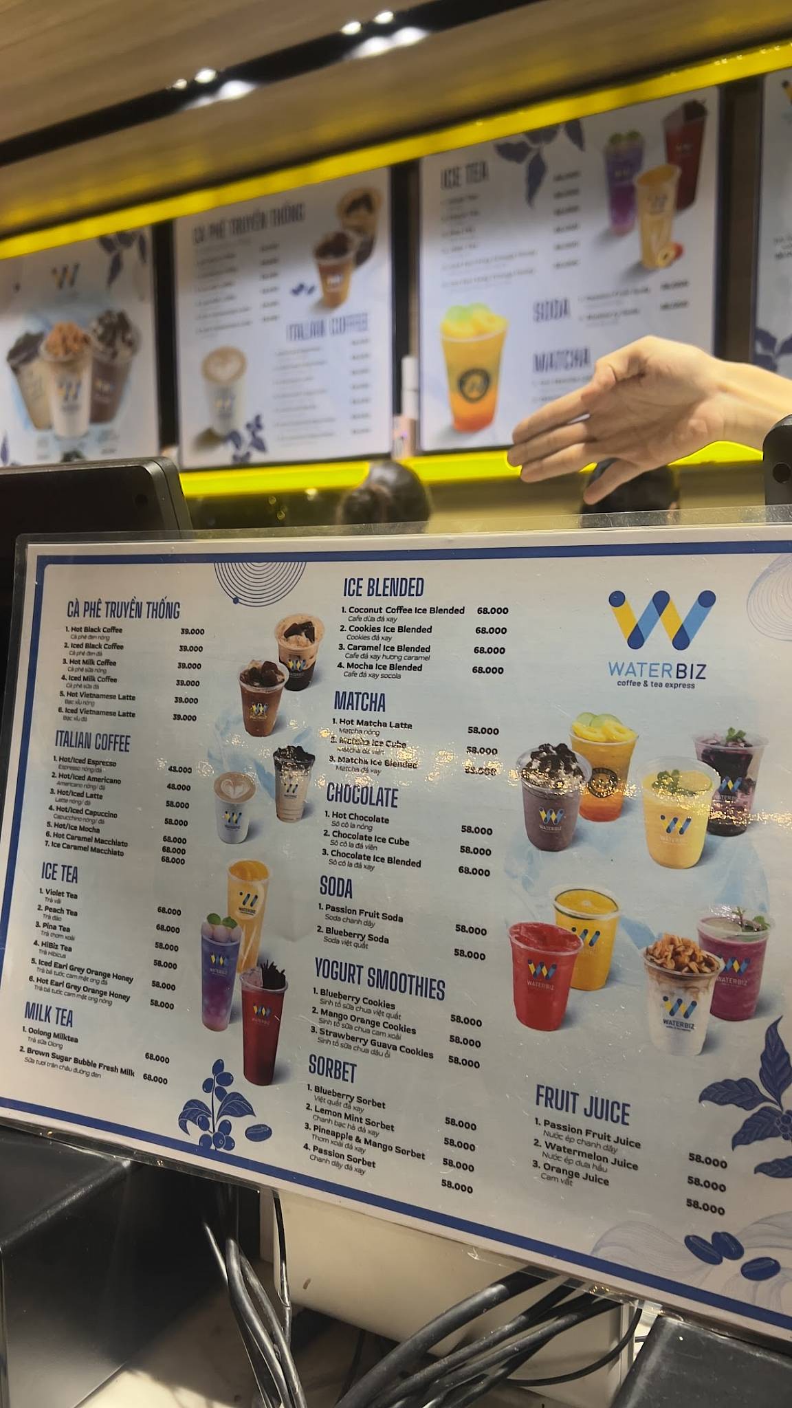 Menu at Waterbiz Coffee & Tea Express cafe, Ho Chi Minh City