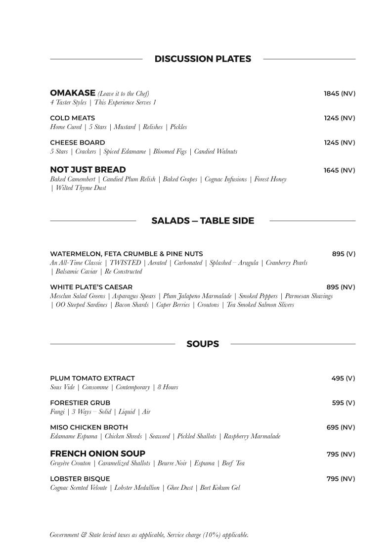 White Plate by Chef Jason menu