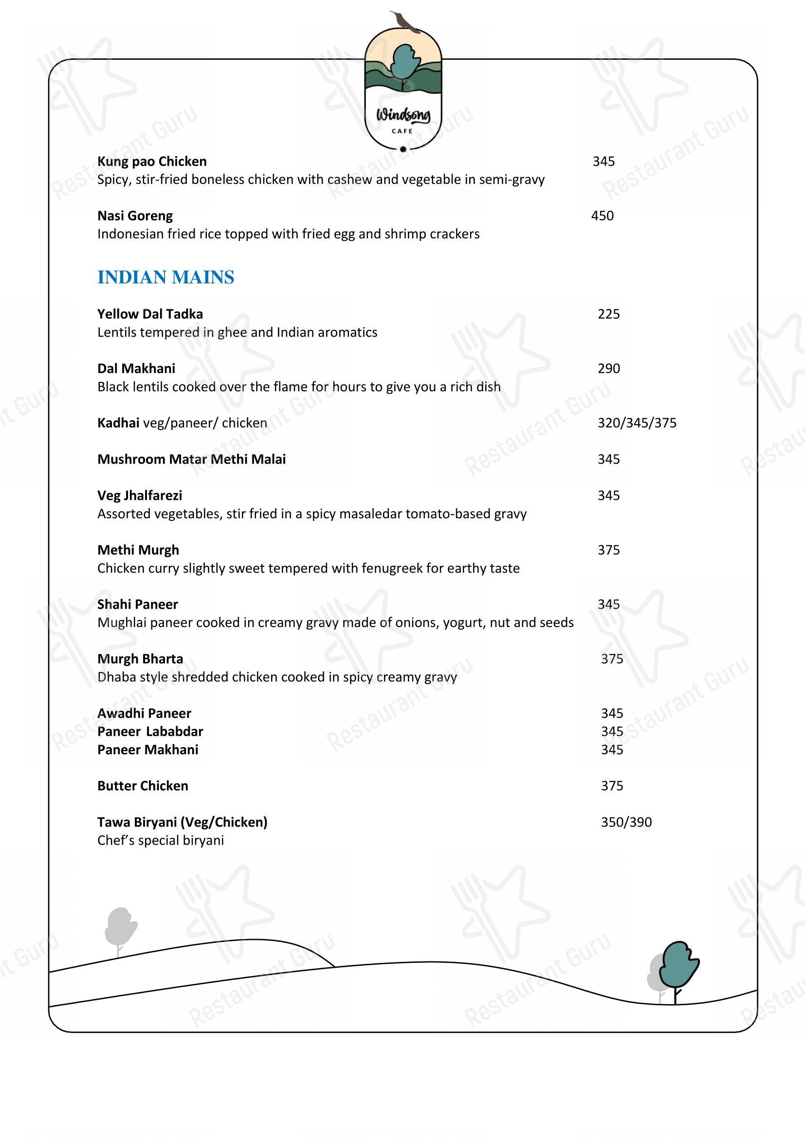 Windsong cafe ৱিন্ড চং ক্যেফে in Dibrugarh - Menu