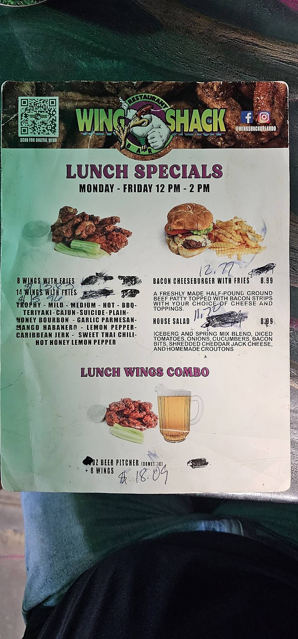 Menu at Wing Shack pub & bar, Orlando, E Michigan St