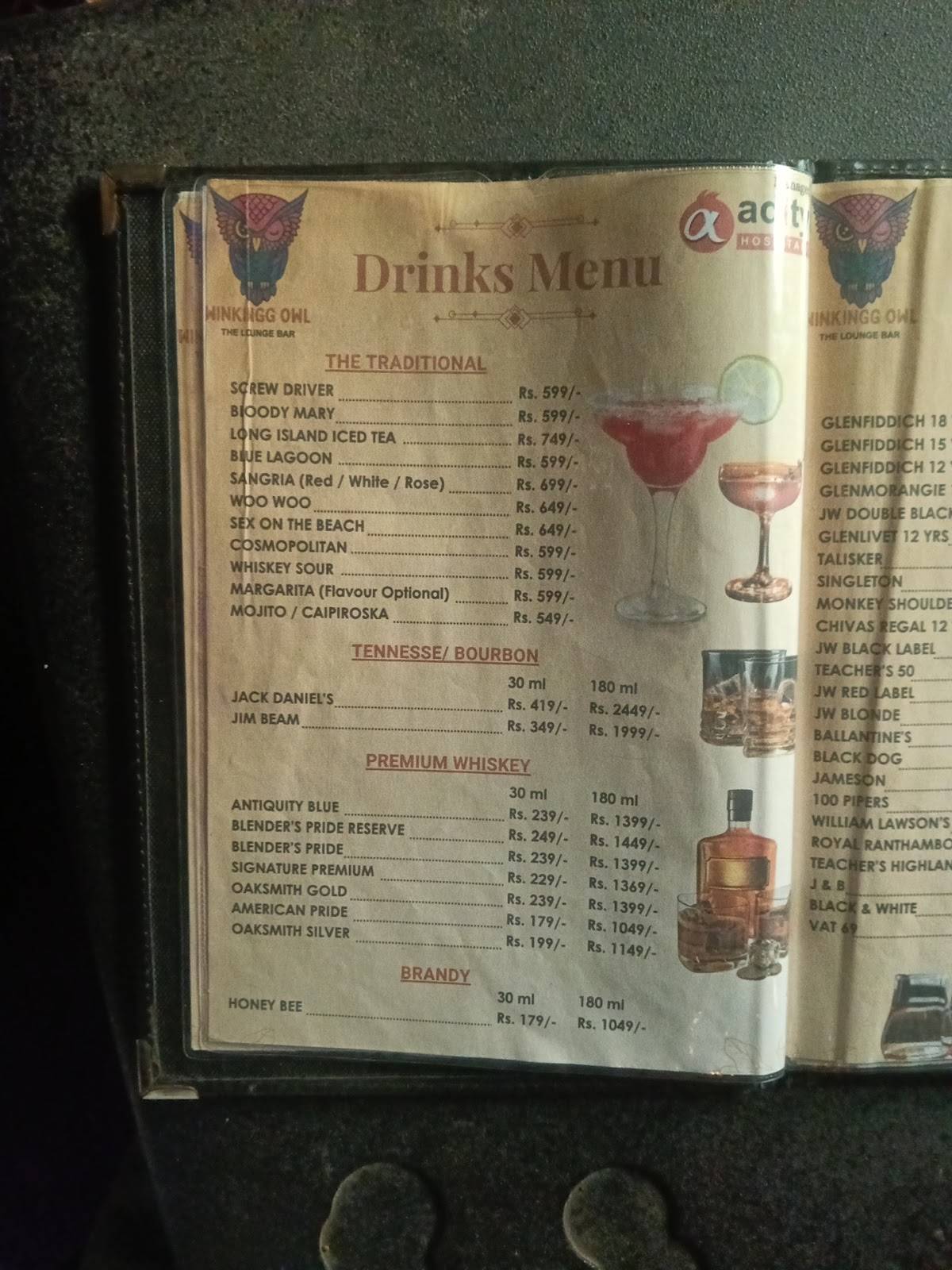 Winkingg Owl- The Lounge Bar menu