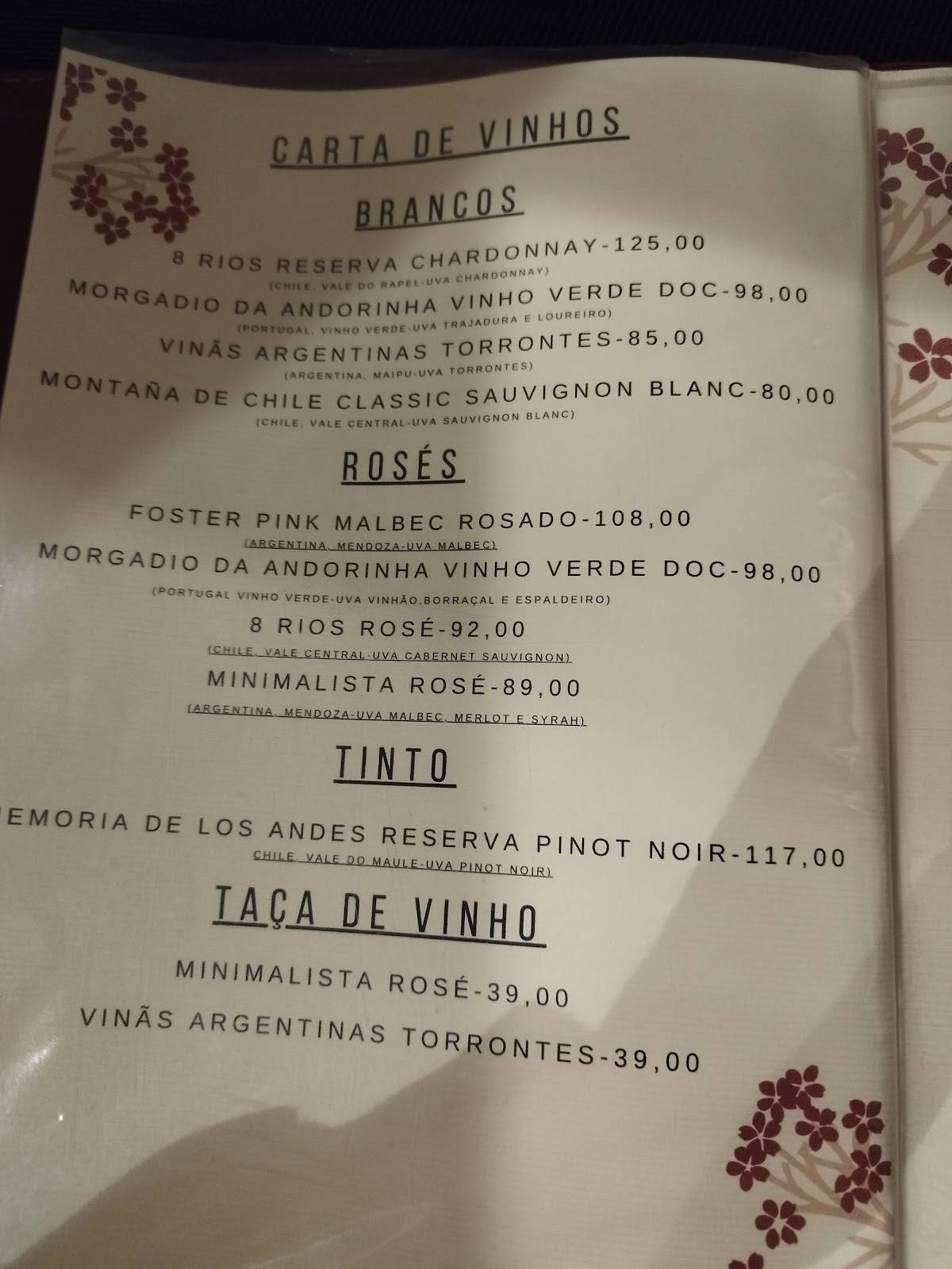 Restaurante japonês Wok e Sushi Bar cardápio