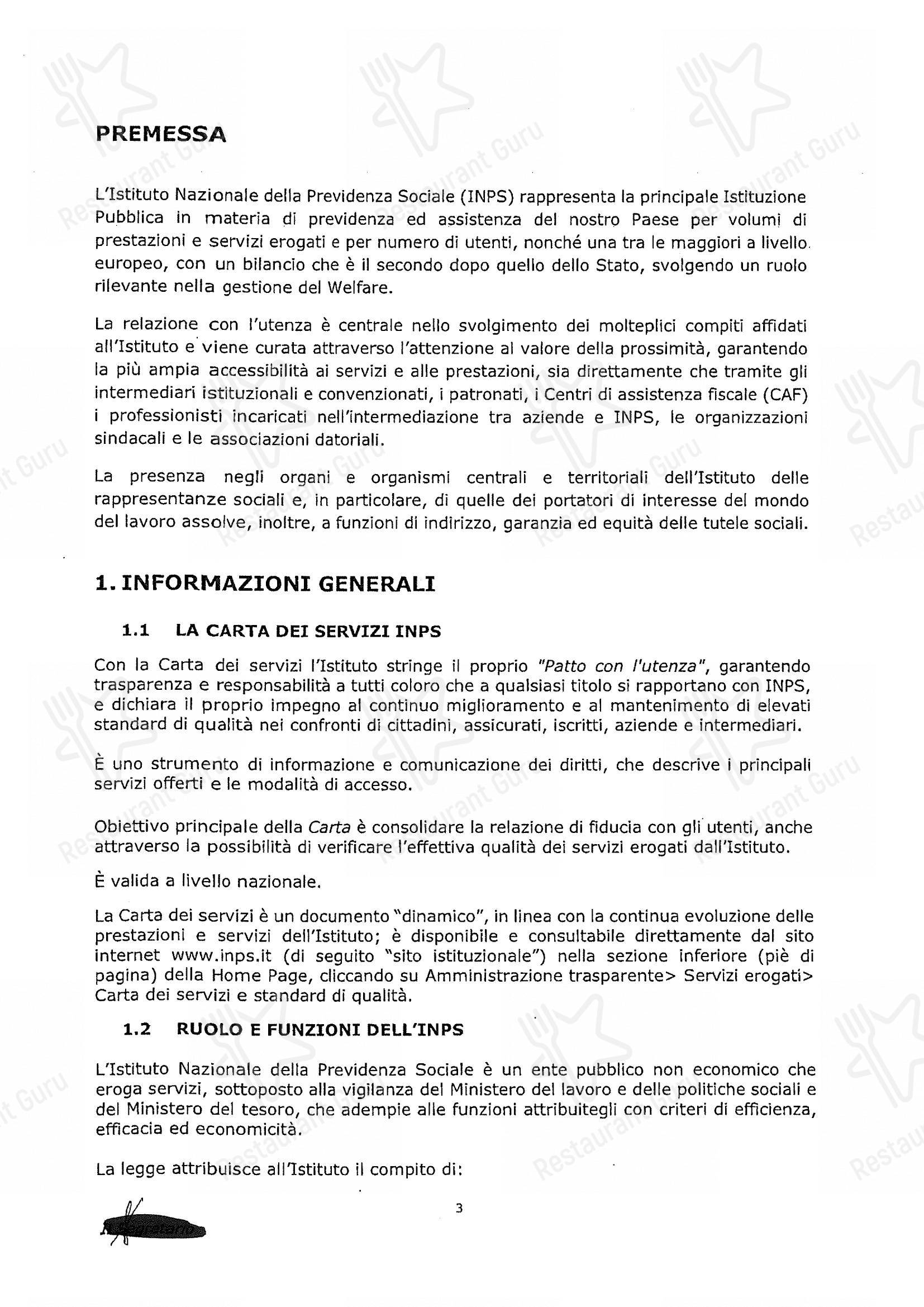 Menu bar per Woods - Centocelle in Roma