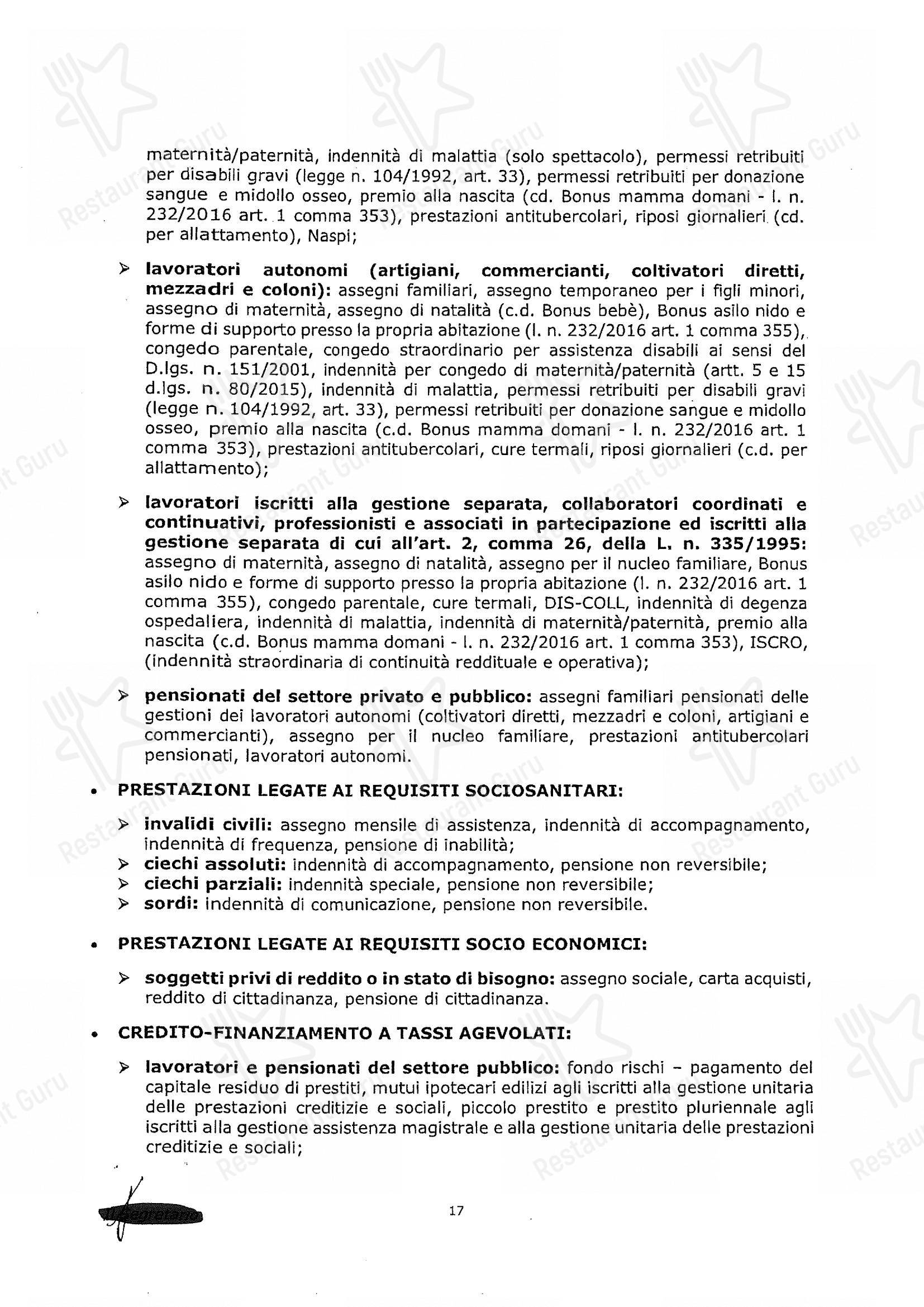 Woods - Centocelle in Roma - Menu bar