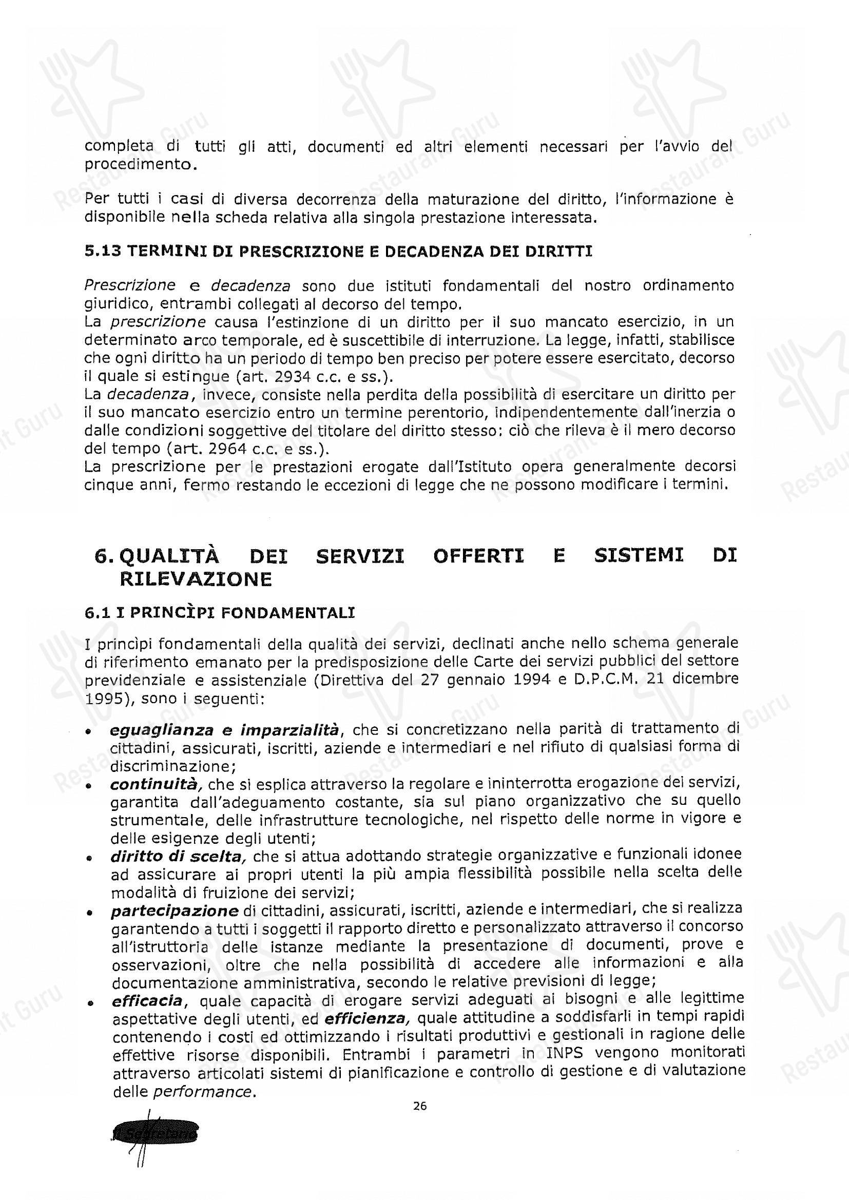 Woods - Centocelle in Roma - Menu bar