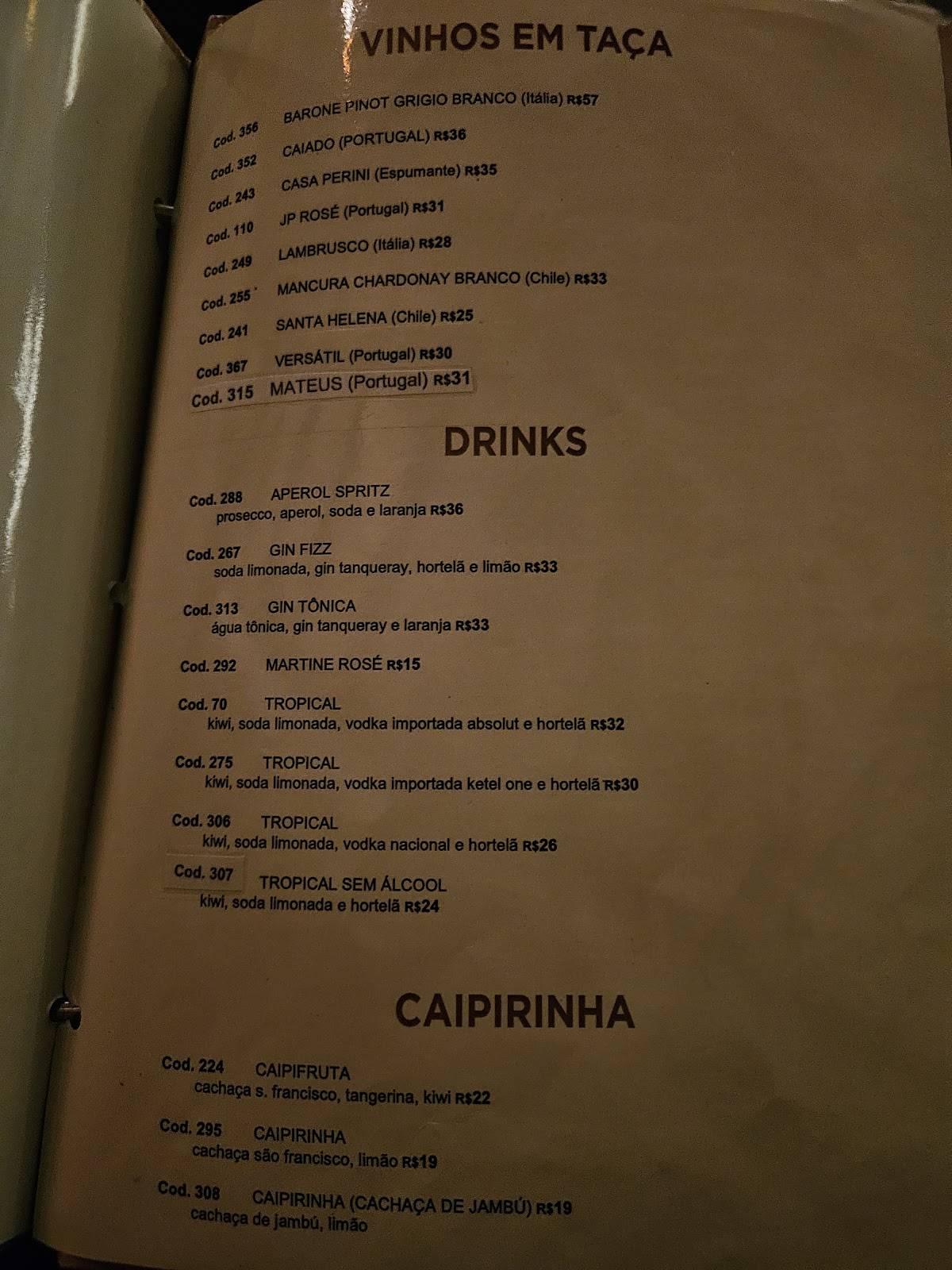 Xícara da Silva cardápio